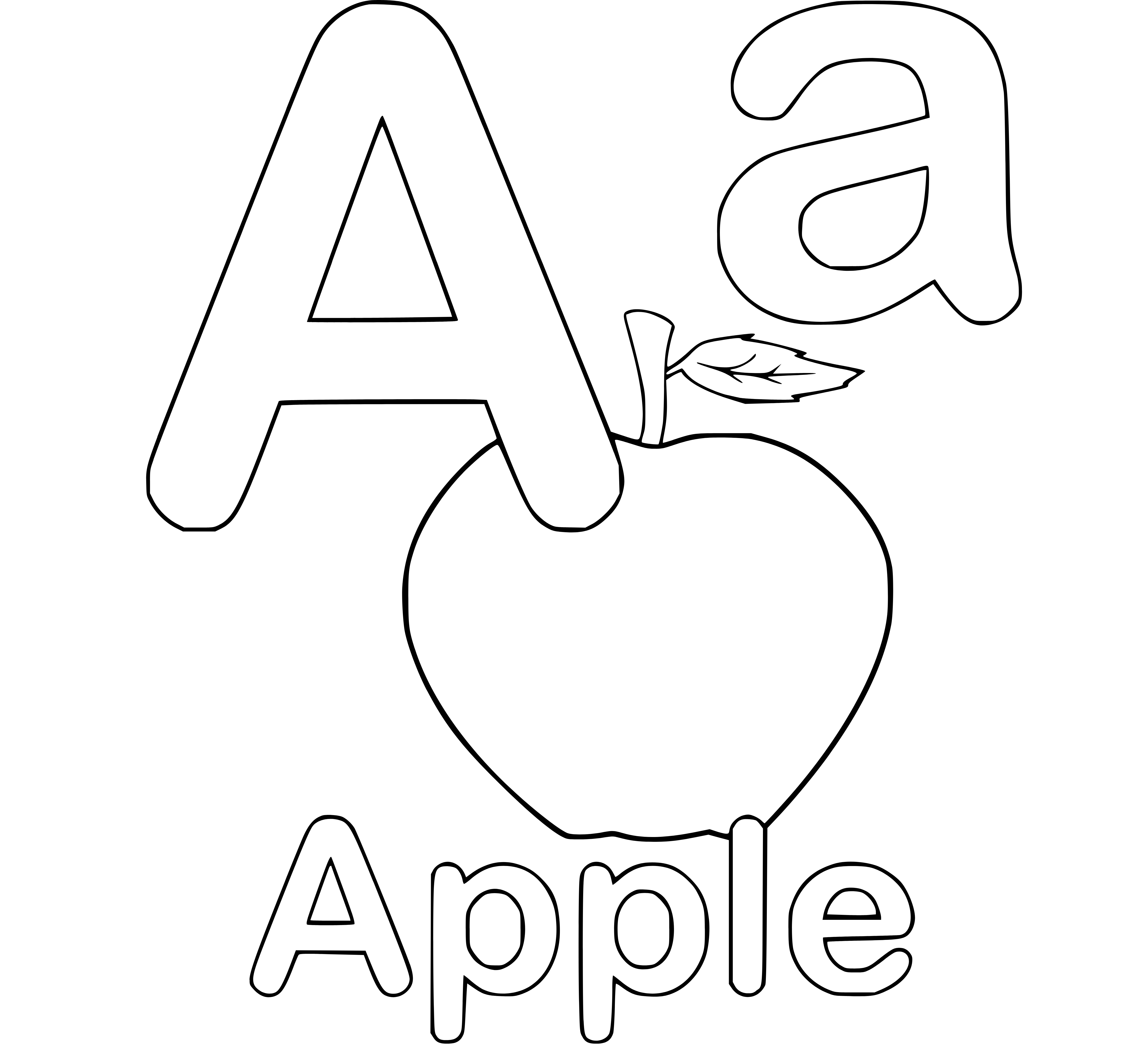 Alphabet: Letter A Learning Coloring Page Printable - SheetalColor.com