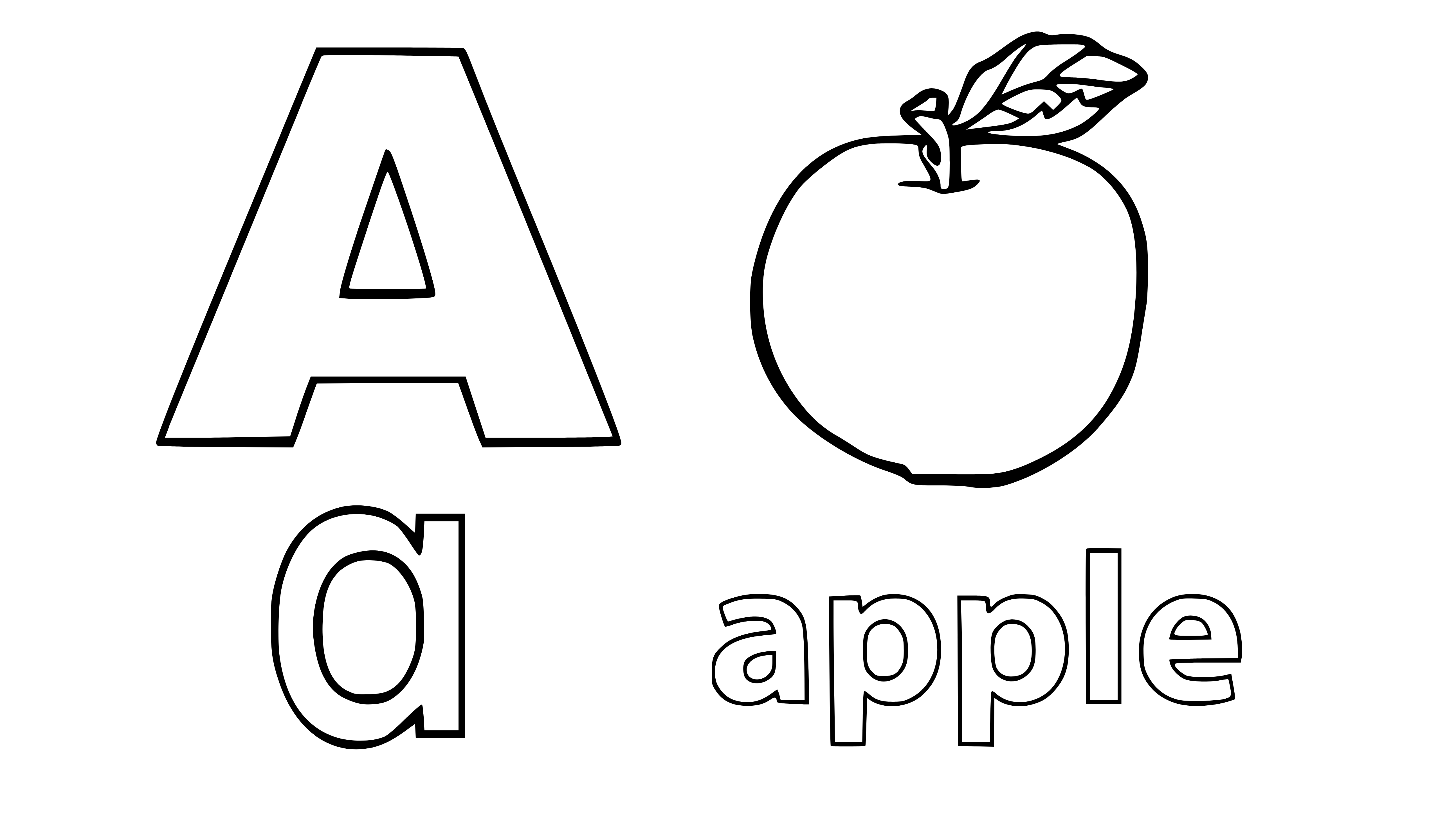 Letter A Coloring Page (a for apple) - SheetalColor.com