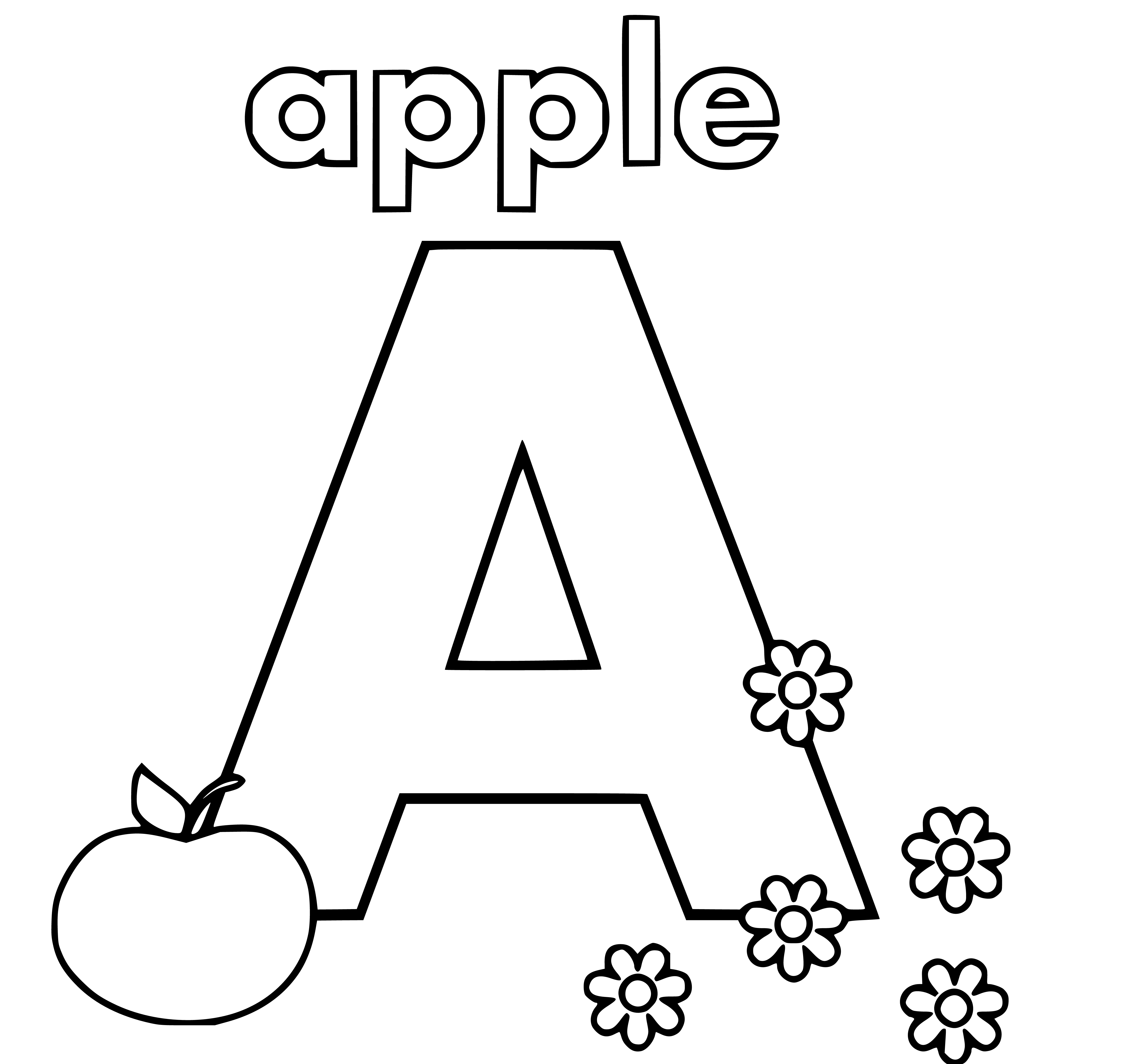 Letter A Drawing Page for children - SheetalColor.com