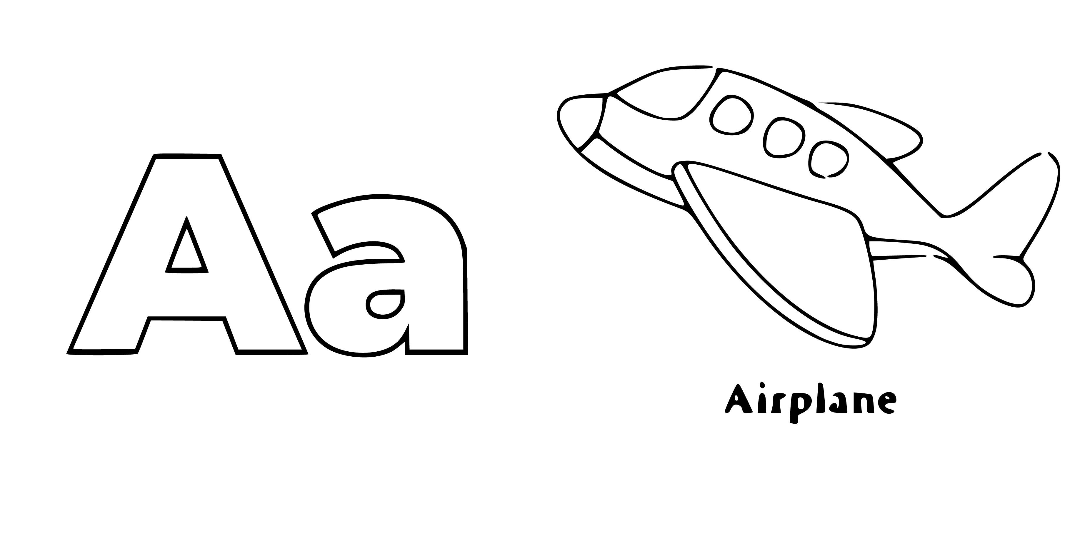 Letter A Coloring Page (airplane) - SheetalColor.com