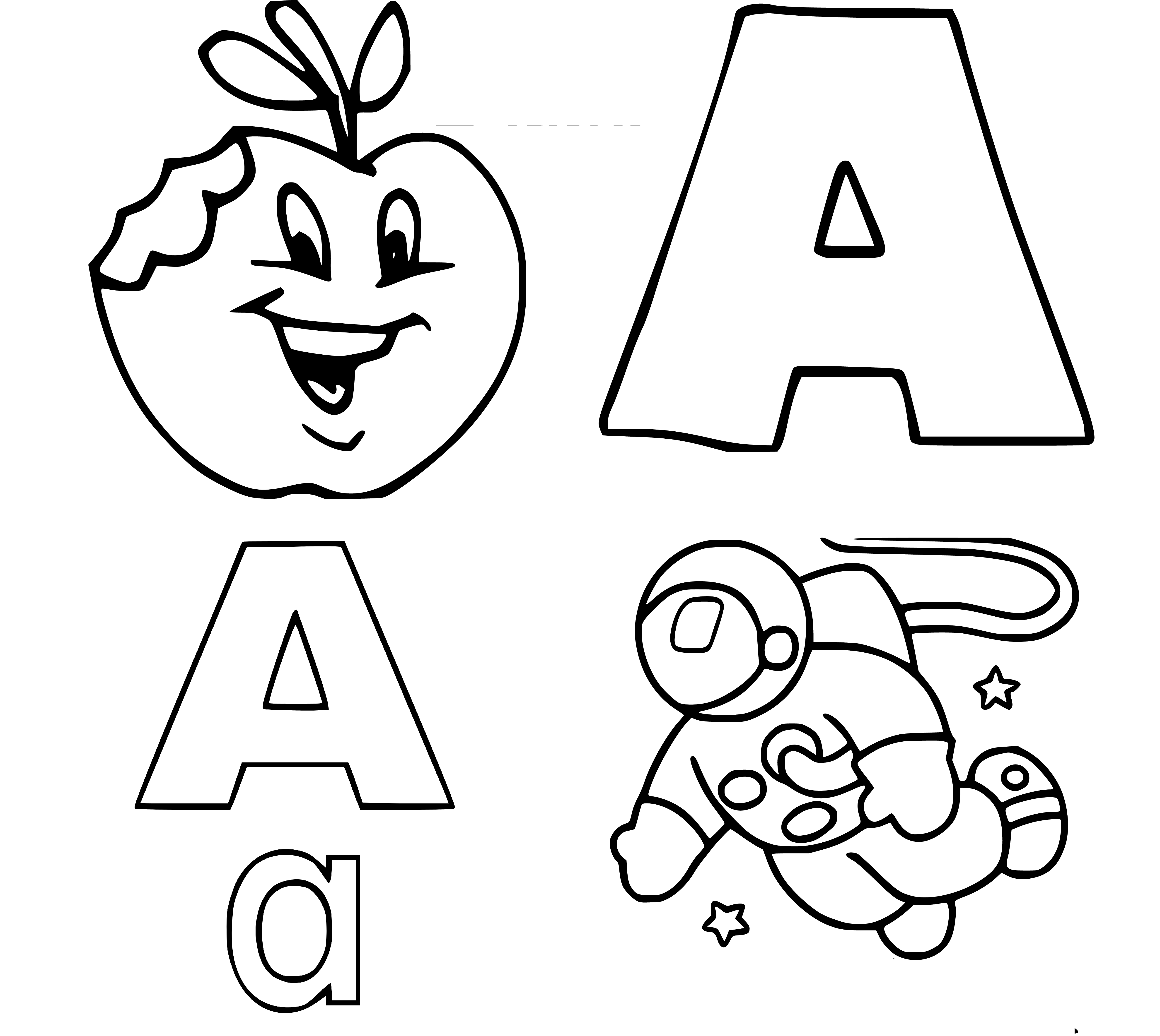 Letter A Coloring Page (A is for Astronaut) - SheetalColor.com