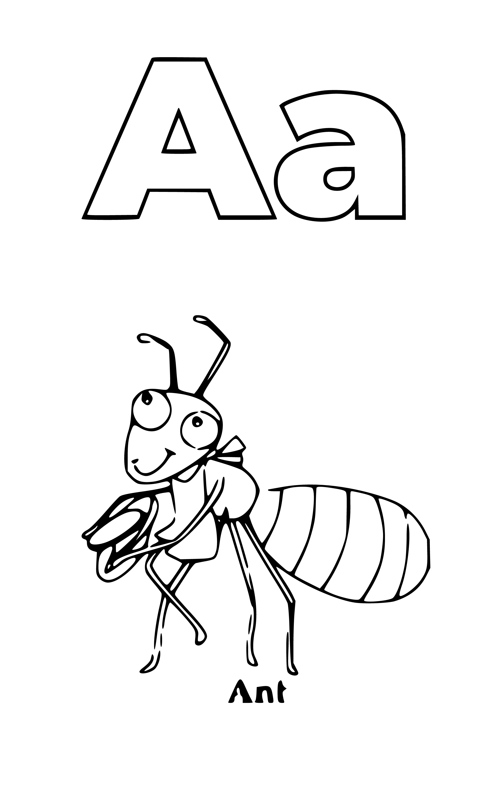Letter A Coloring Page (alphabet learning: a is for ant) - SheetalColor.com