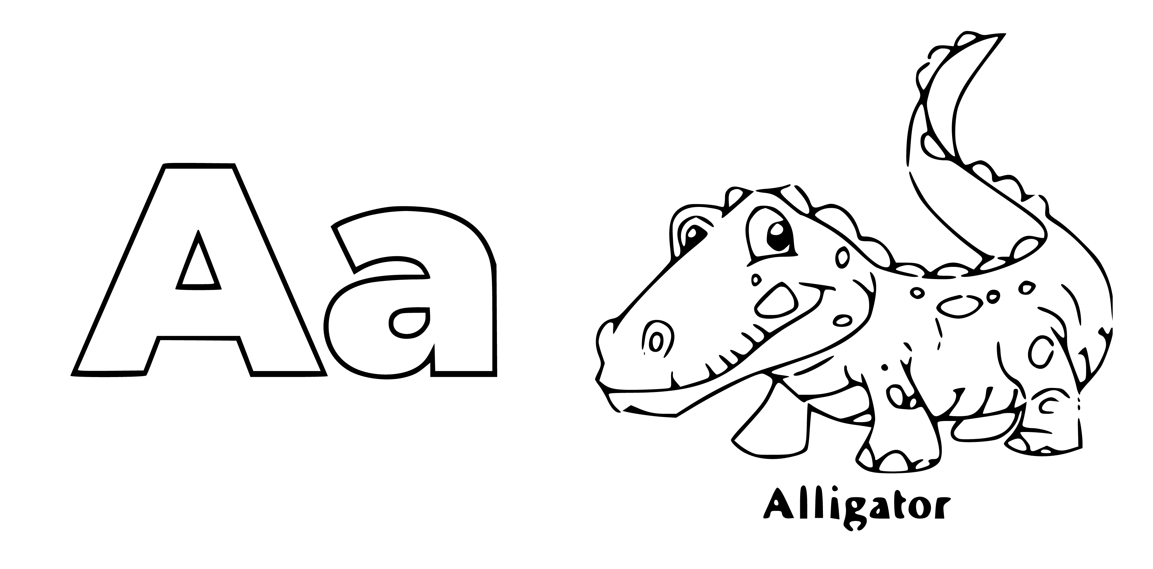 Letter A Coloring Page (alligator) - SheetalColor.com