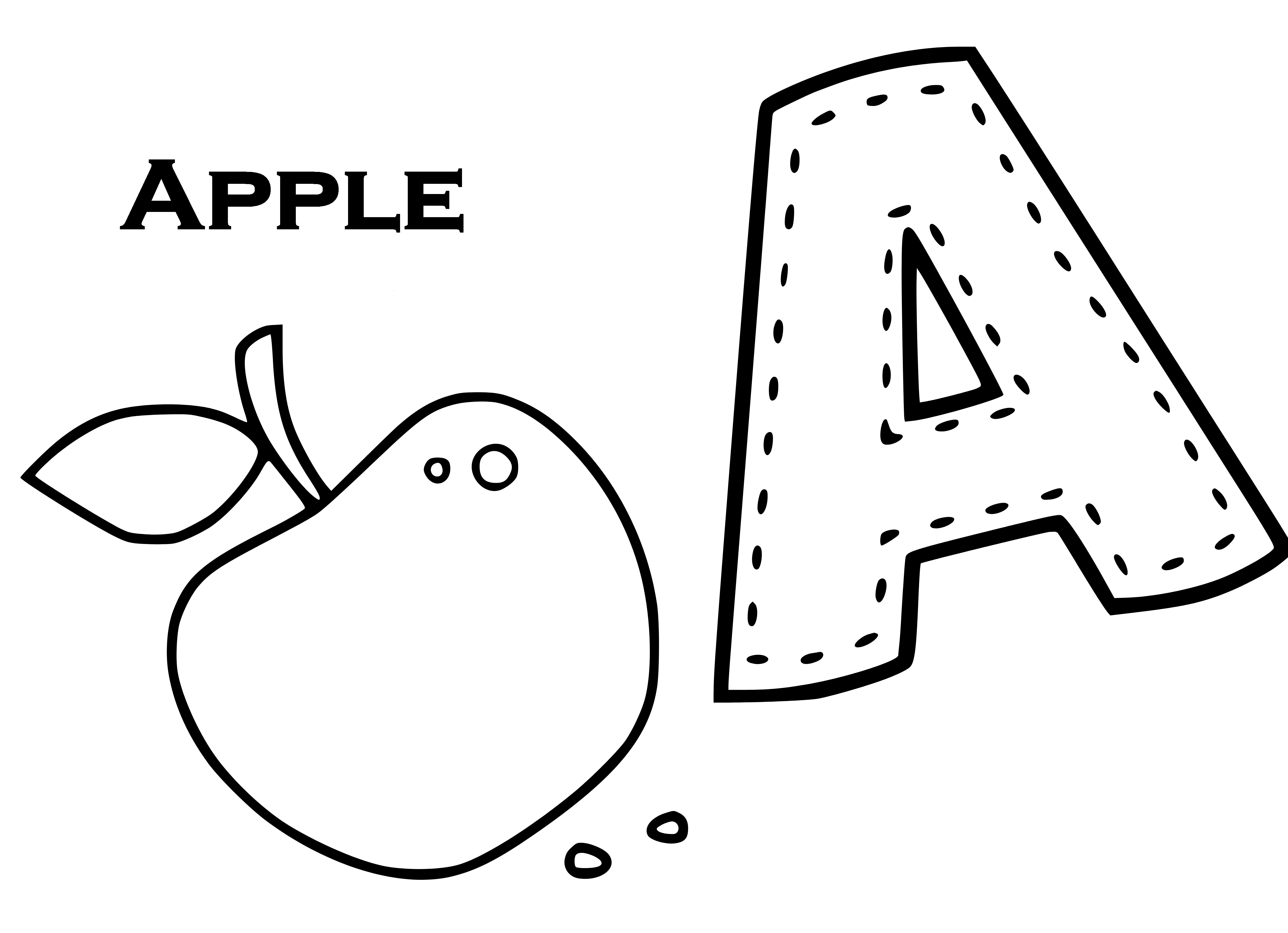 Letter A Drawing Page easy for kids - SheetalColor.com