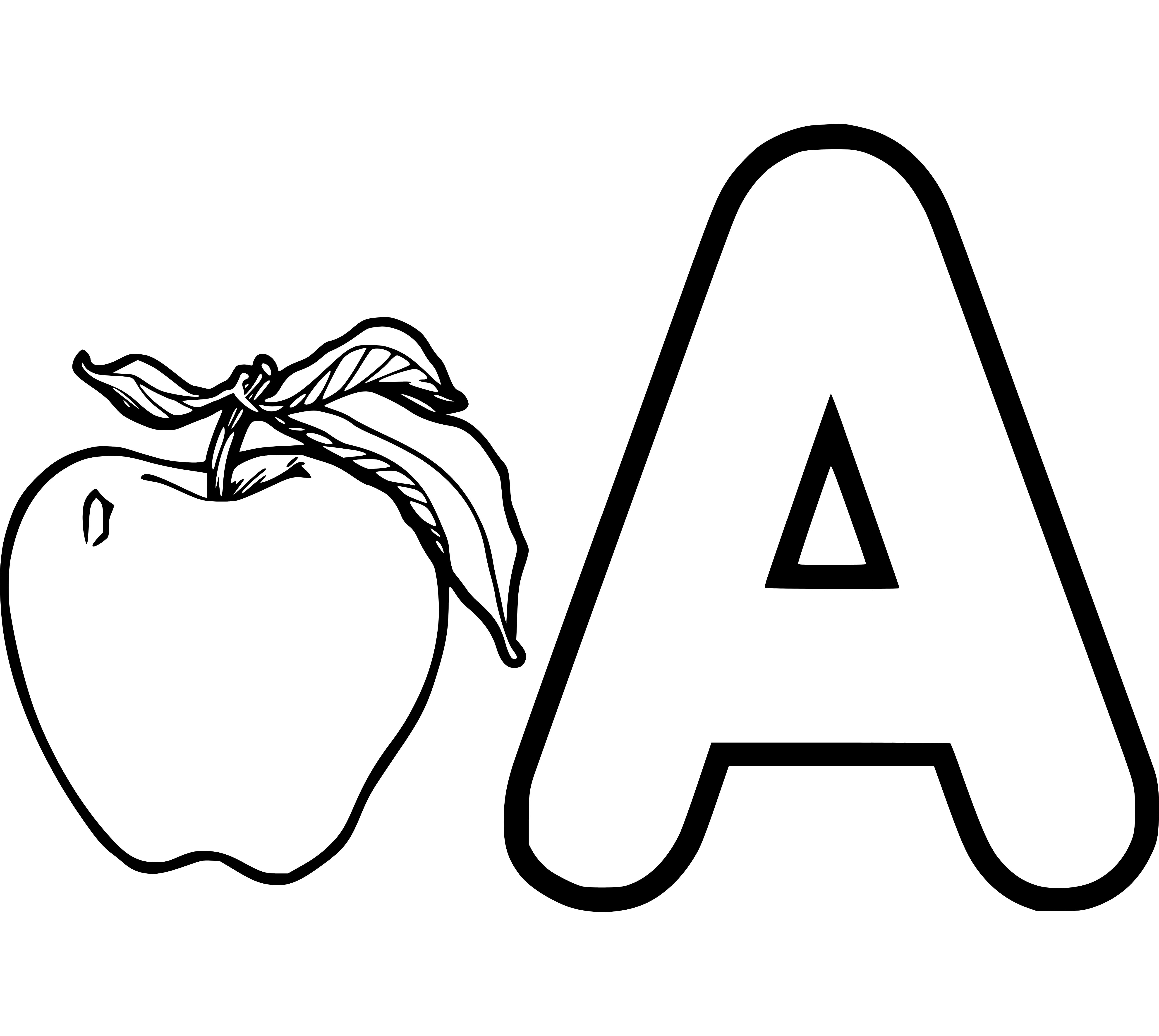 Letter A black and white picture to color for kids - SheetalColor.com