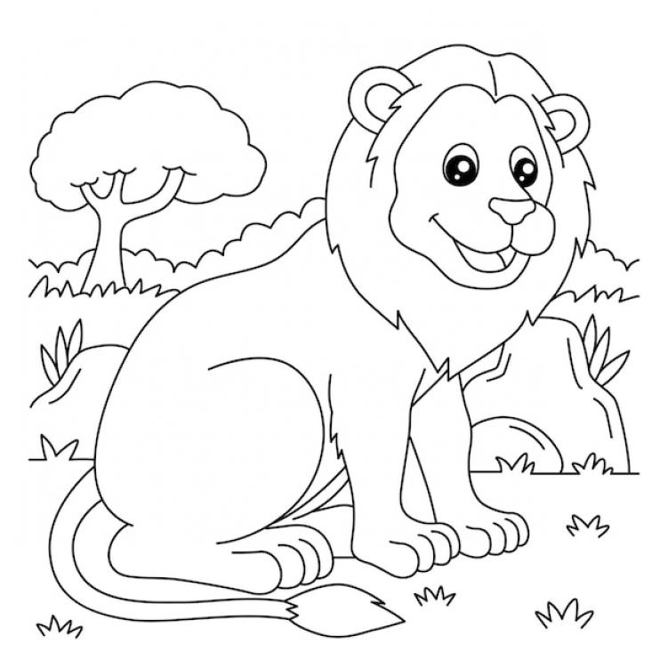 Premium Lion coloring page for kids - SheetalColor.com