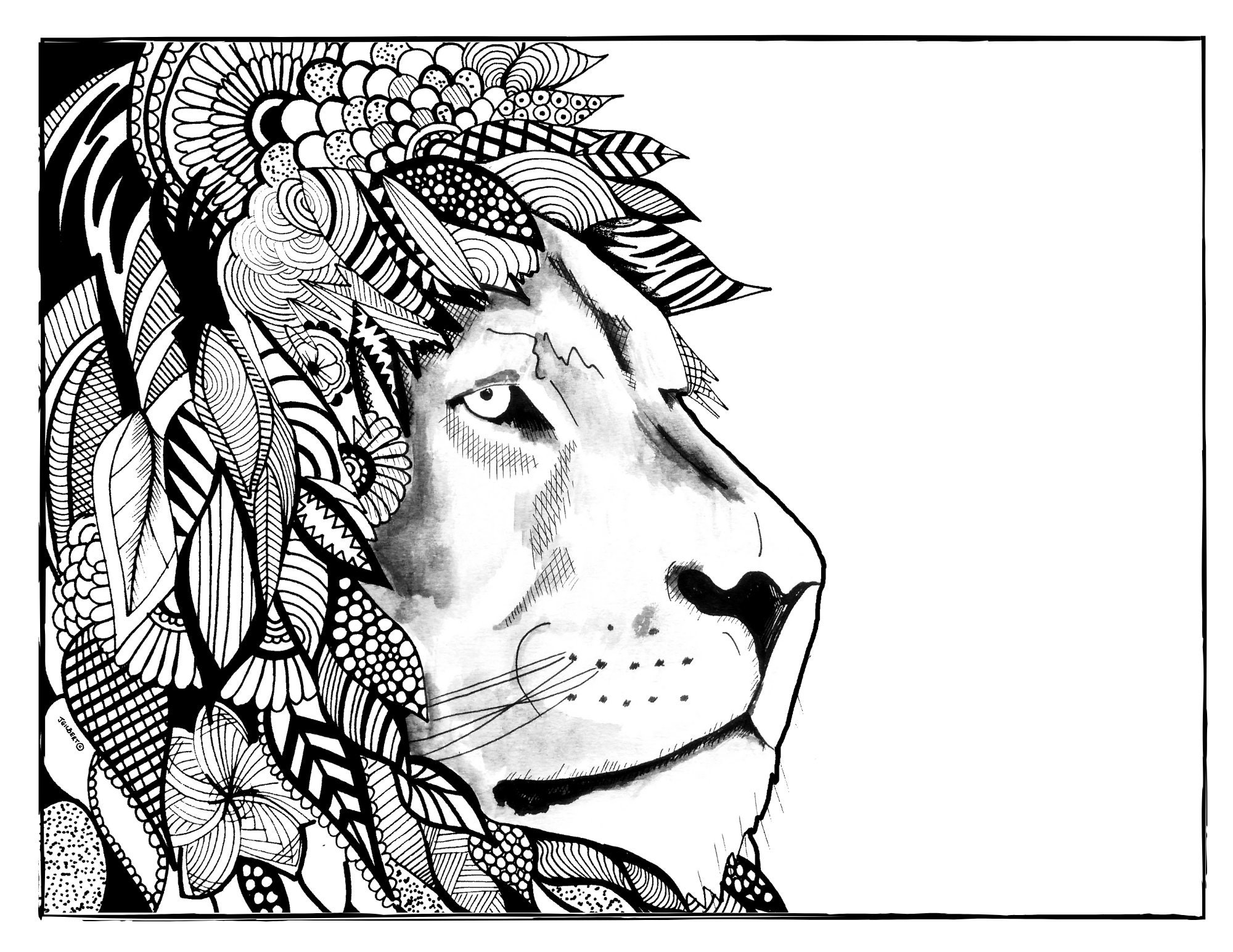 Lion Coloring Page Printable for Adults - SheetalColor.com