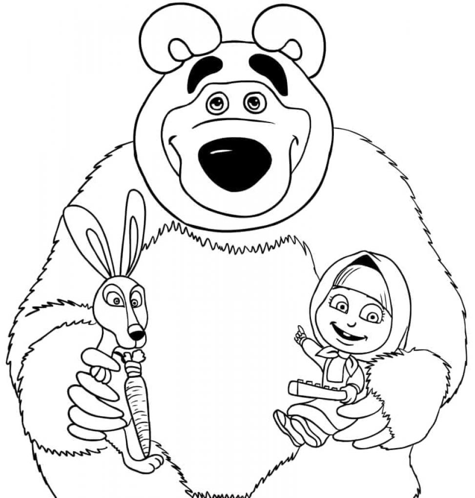 Rabbits with Masha and the Bear Coloring Pages - SheetalColor.com