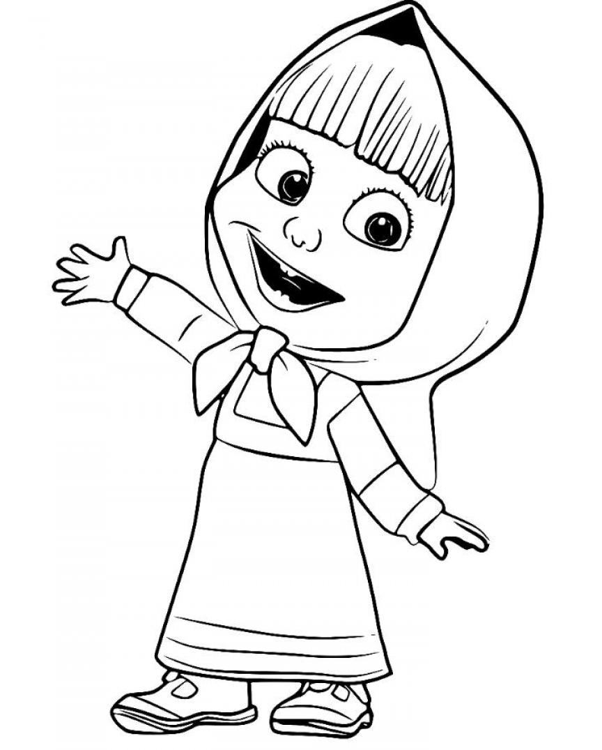 Printable Masha and the Bear Coloring Sheets Easy for Kids - Blank ...