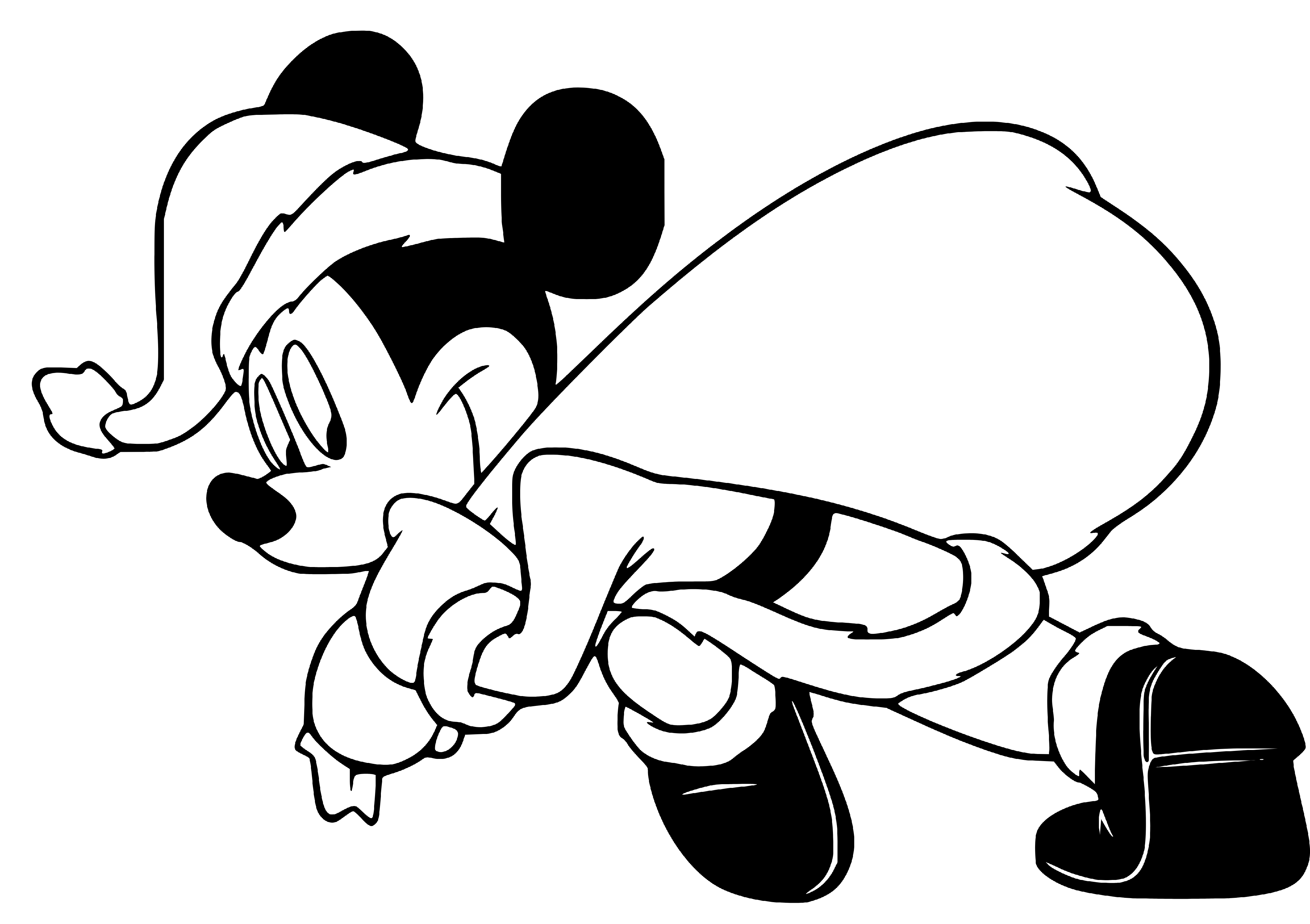 Mickey Mouse as Santa Coloring Sheet - SheetalColor.com