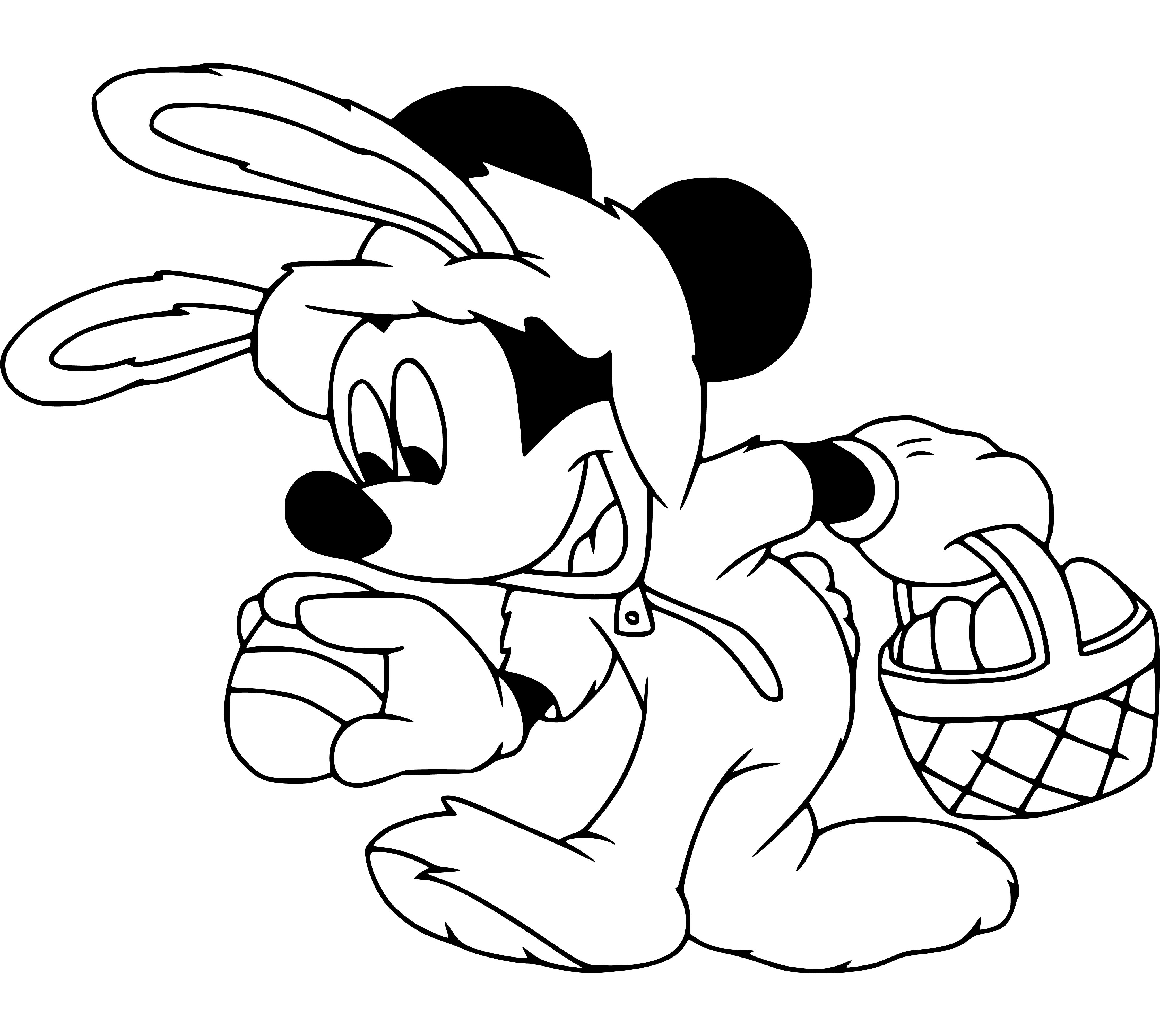 Mickey Mouse Easter Day Coloring Page for Children - SheetalColor.com