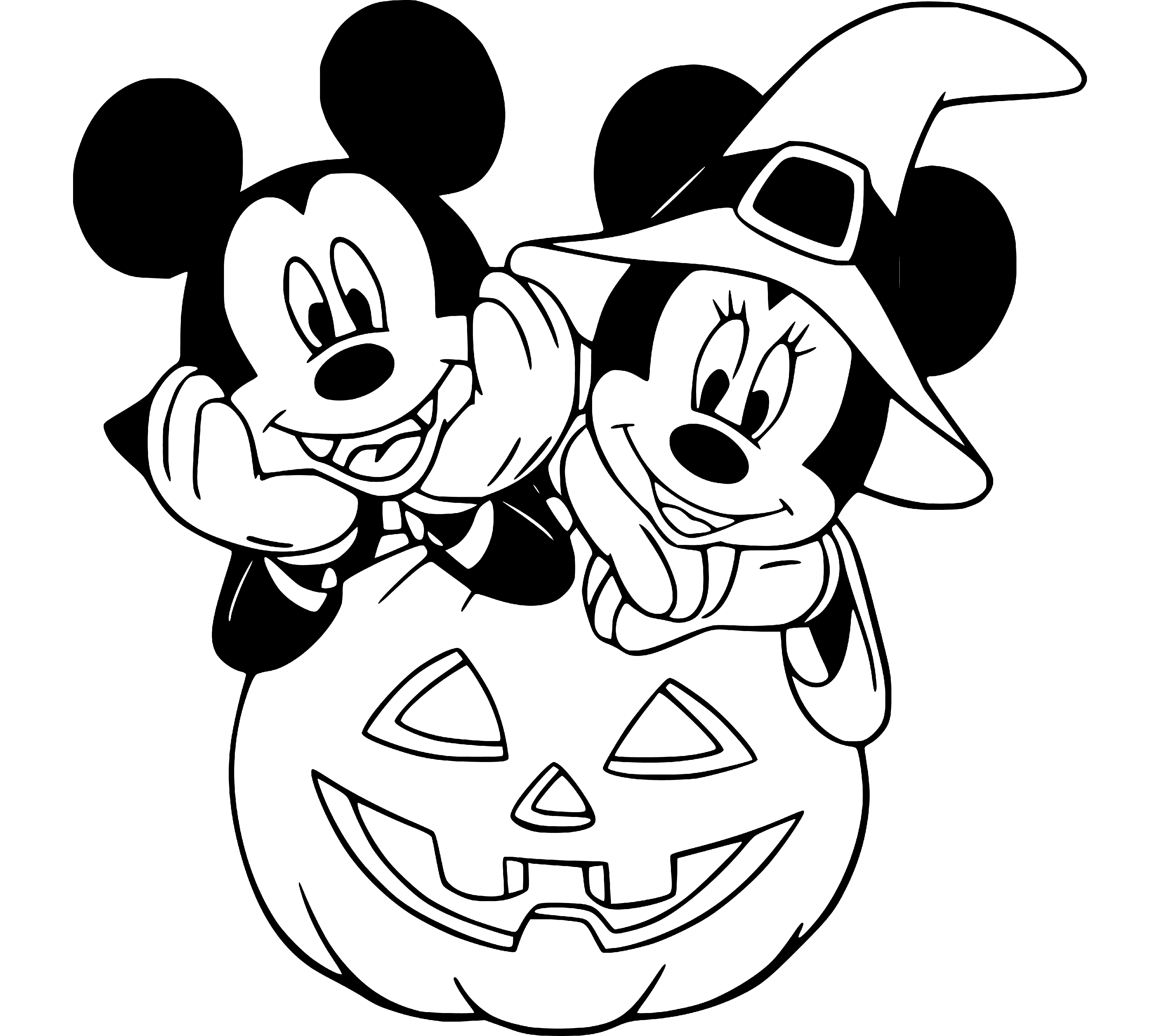 Mickey and Minnie Mouse Halloween Coloring Page Disney - SheetalColor.com