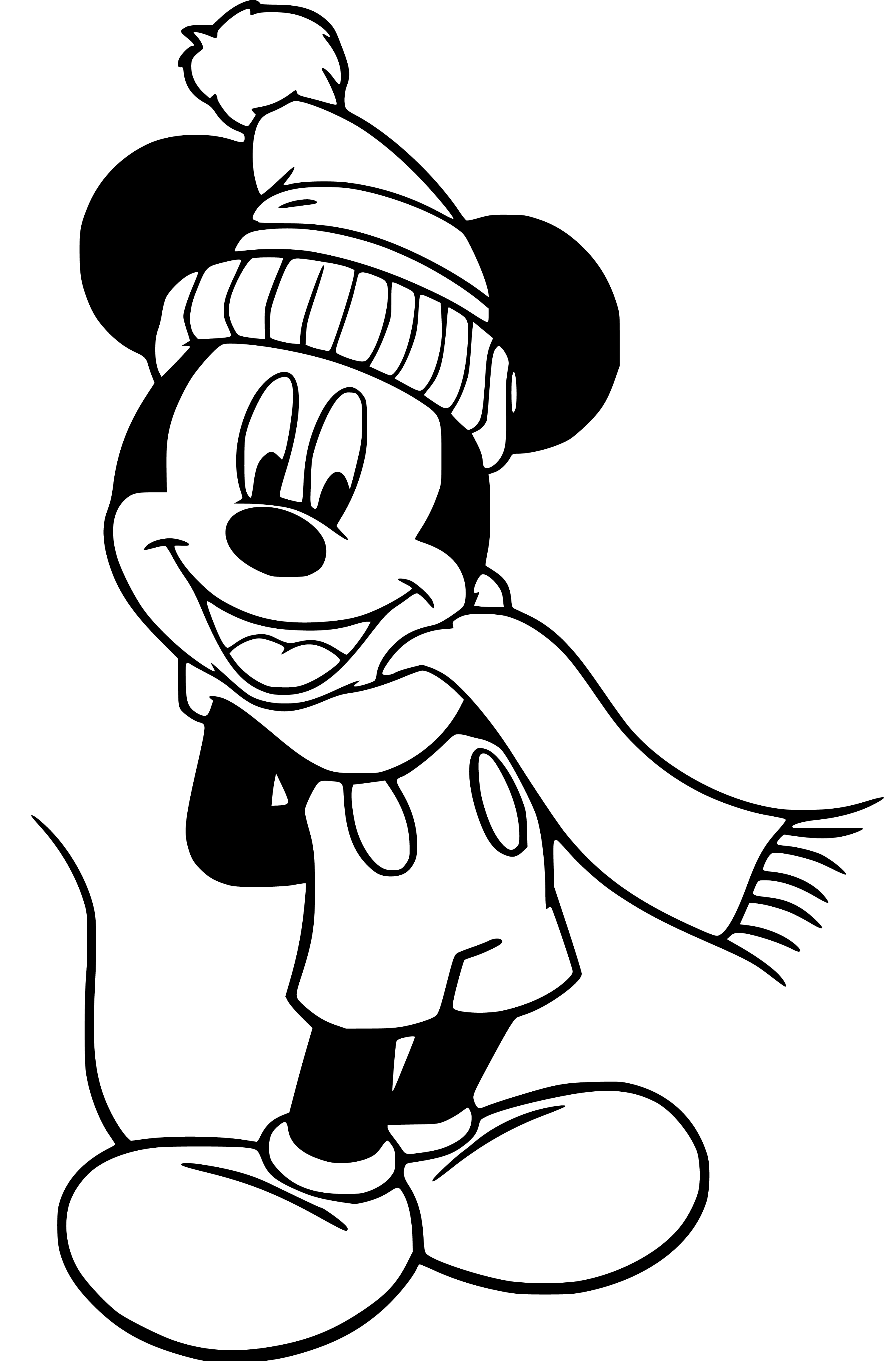 Mickey Mouse Christmas Hat Coloring Page for Kids - SheetalColor.com