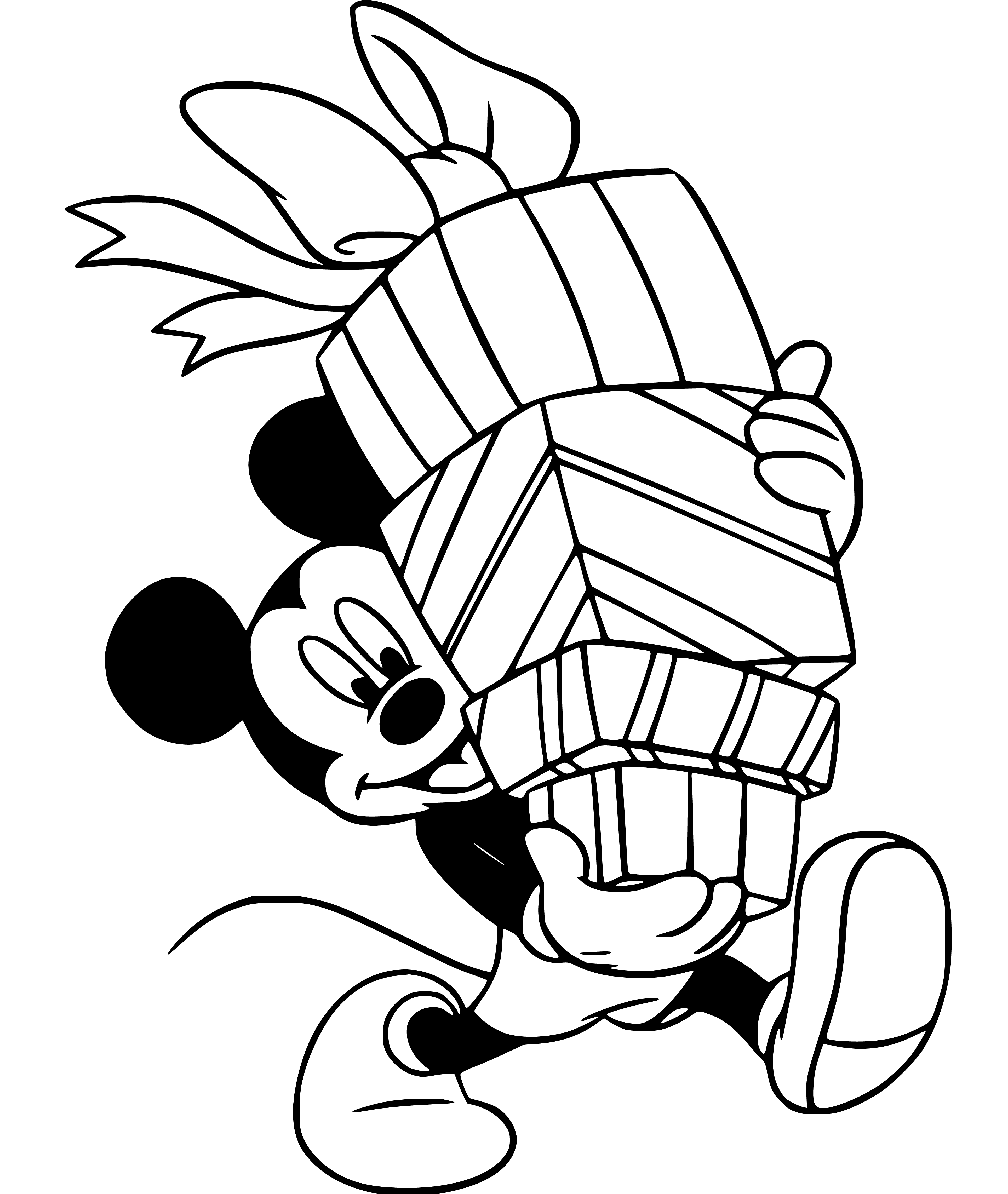 Mickey Mouse holding Gifts Coloring sheet - SheetalColor.com