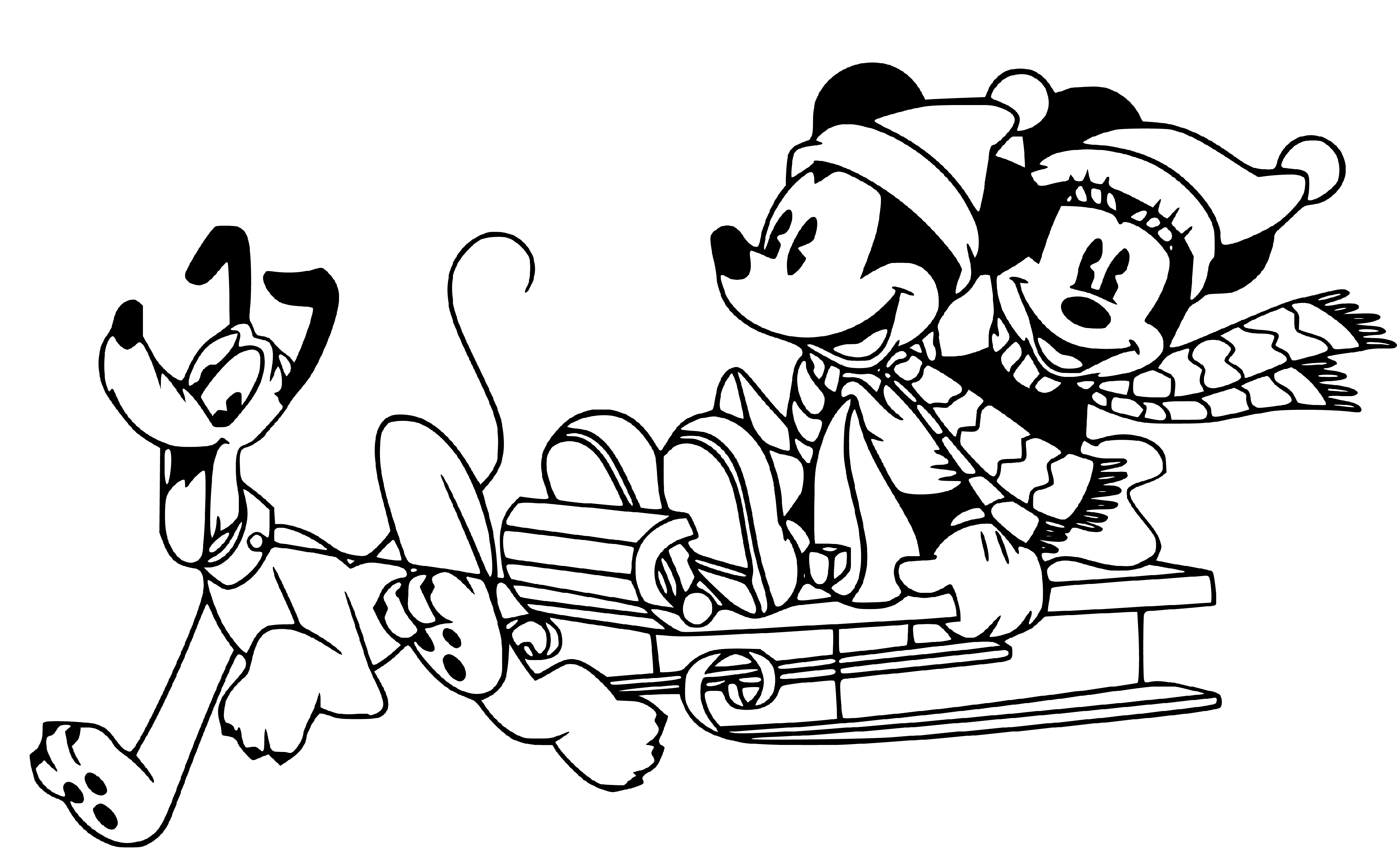 Mickey, Minnie and Pluto Coloring Pages for Kids - SheetalColor.com
