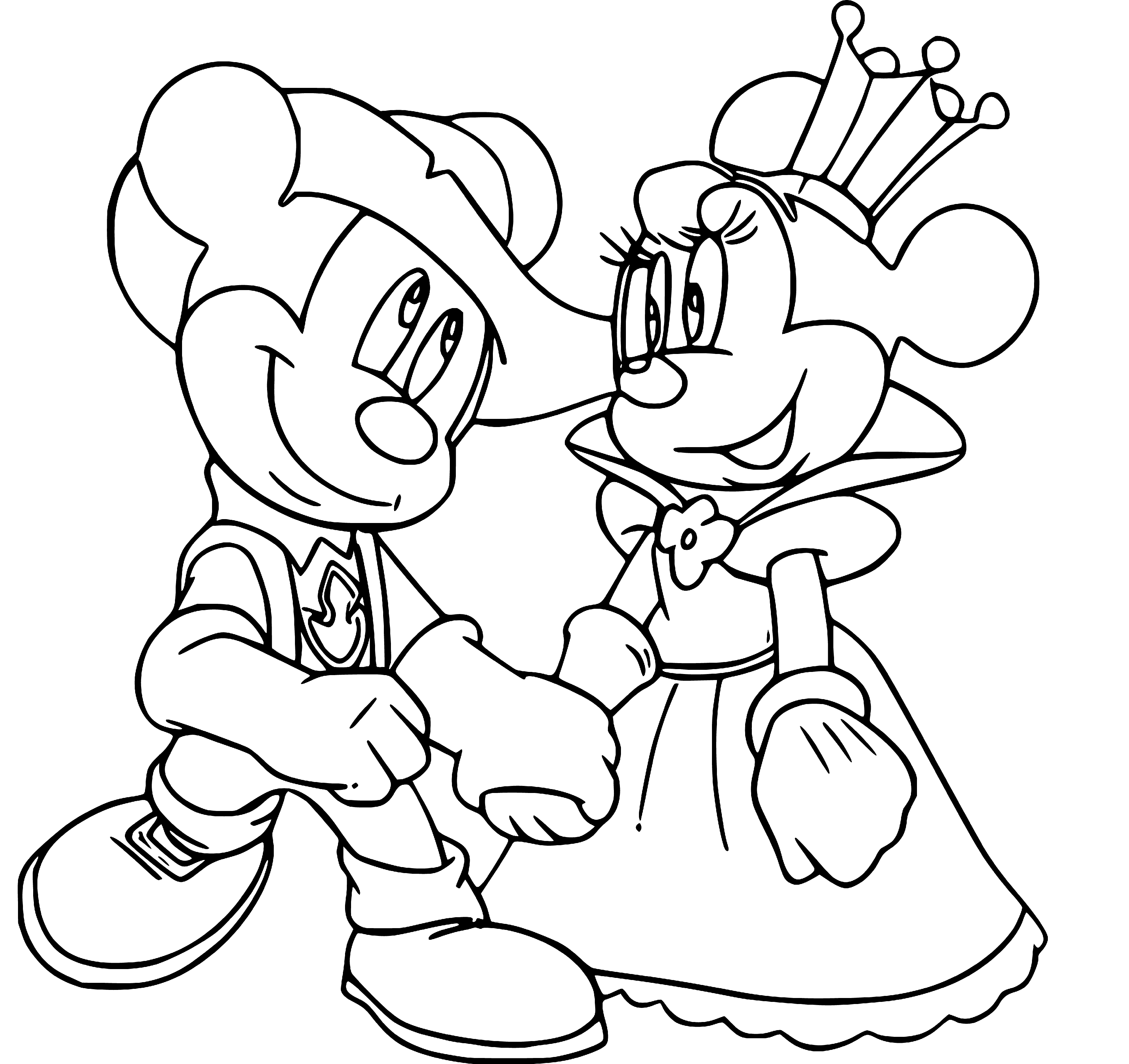 Simple Mickey Mouse and Minnie Mouse (Disney) Coloring Page - SheetalColor.com