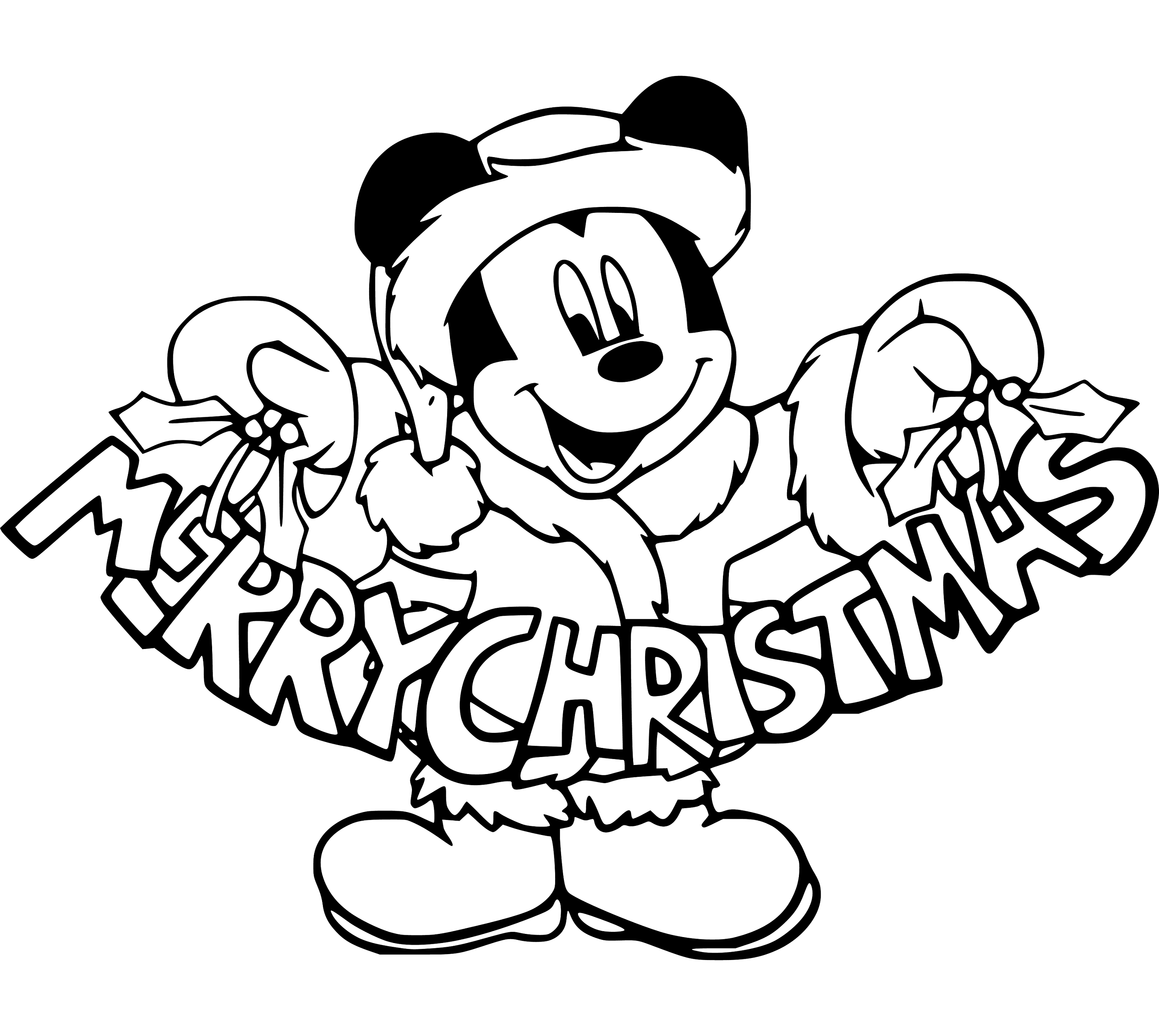 Mickey Mouse celebrates Merry Christmas Coloring Page Printable - SheetalColor.com