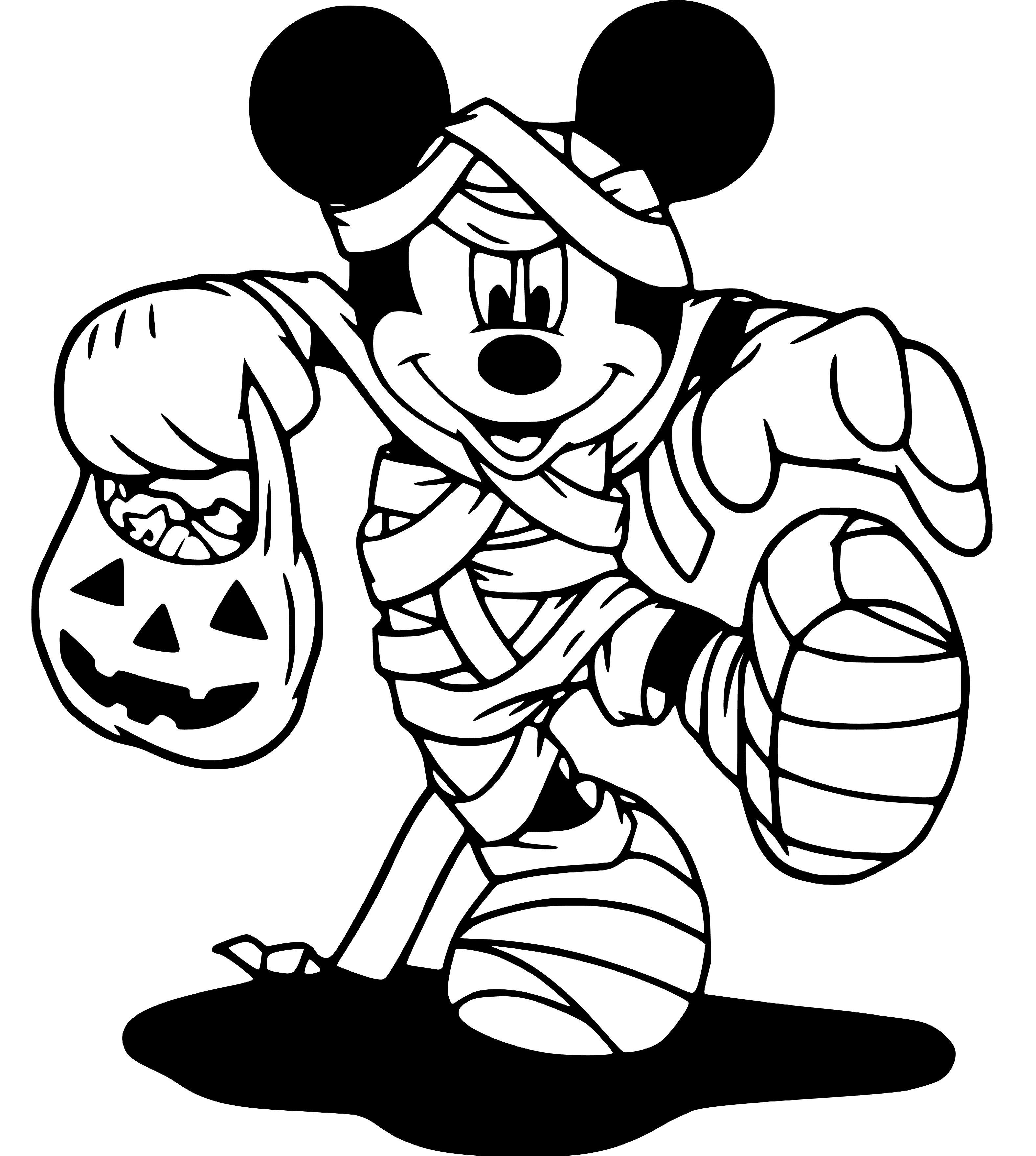 Mickey Mouse holding pumpkin bag Coloring Page - SheetalColor.com