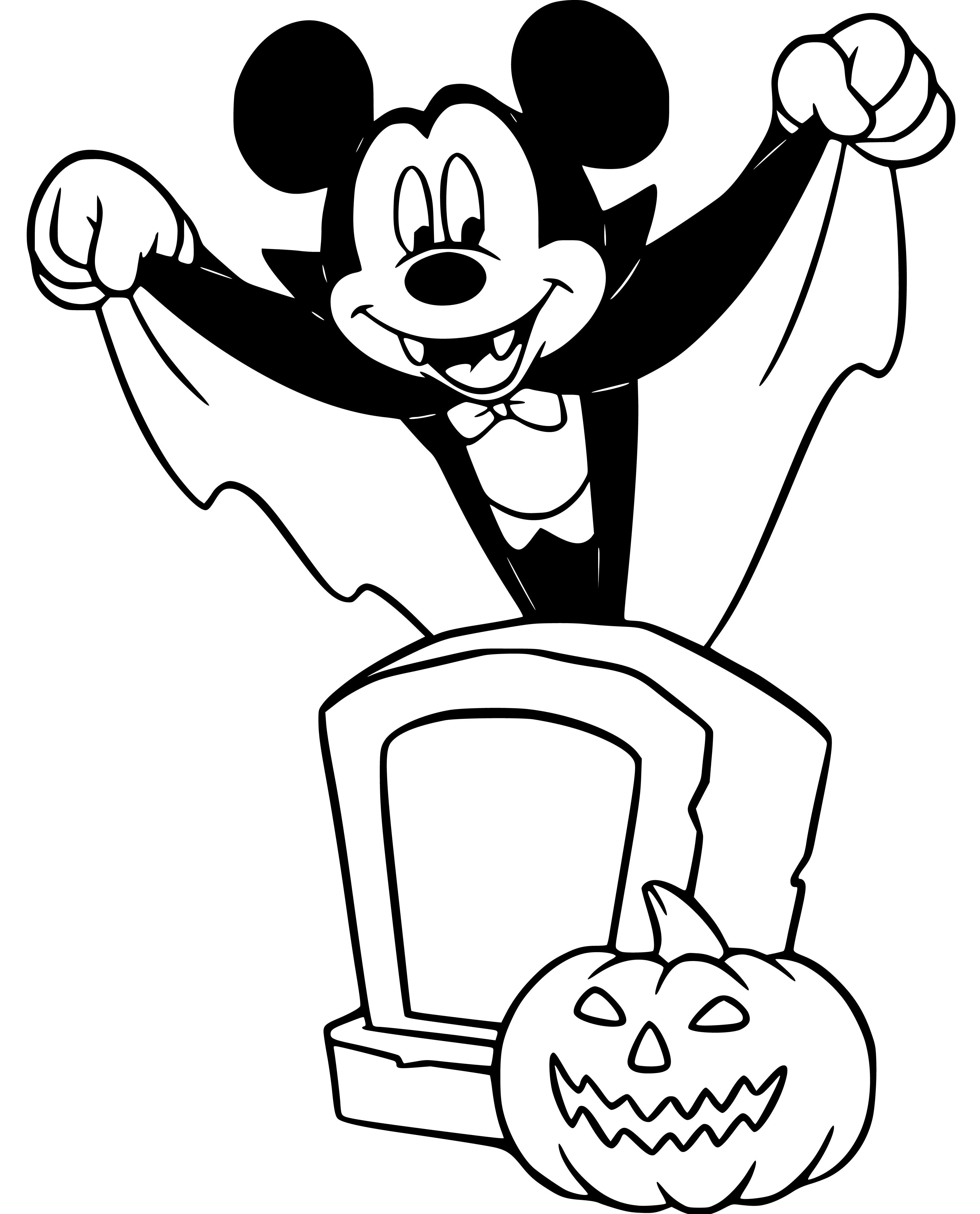 Mickey Mouse as Vampire Coloring Sheets for Kids - SheetalColor.com