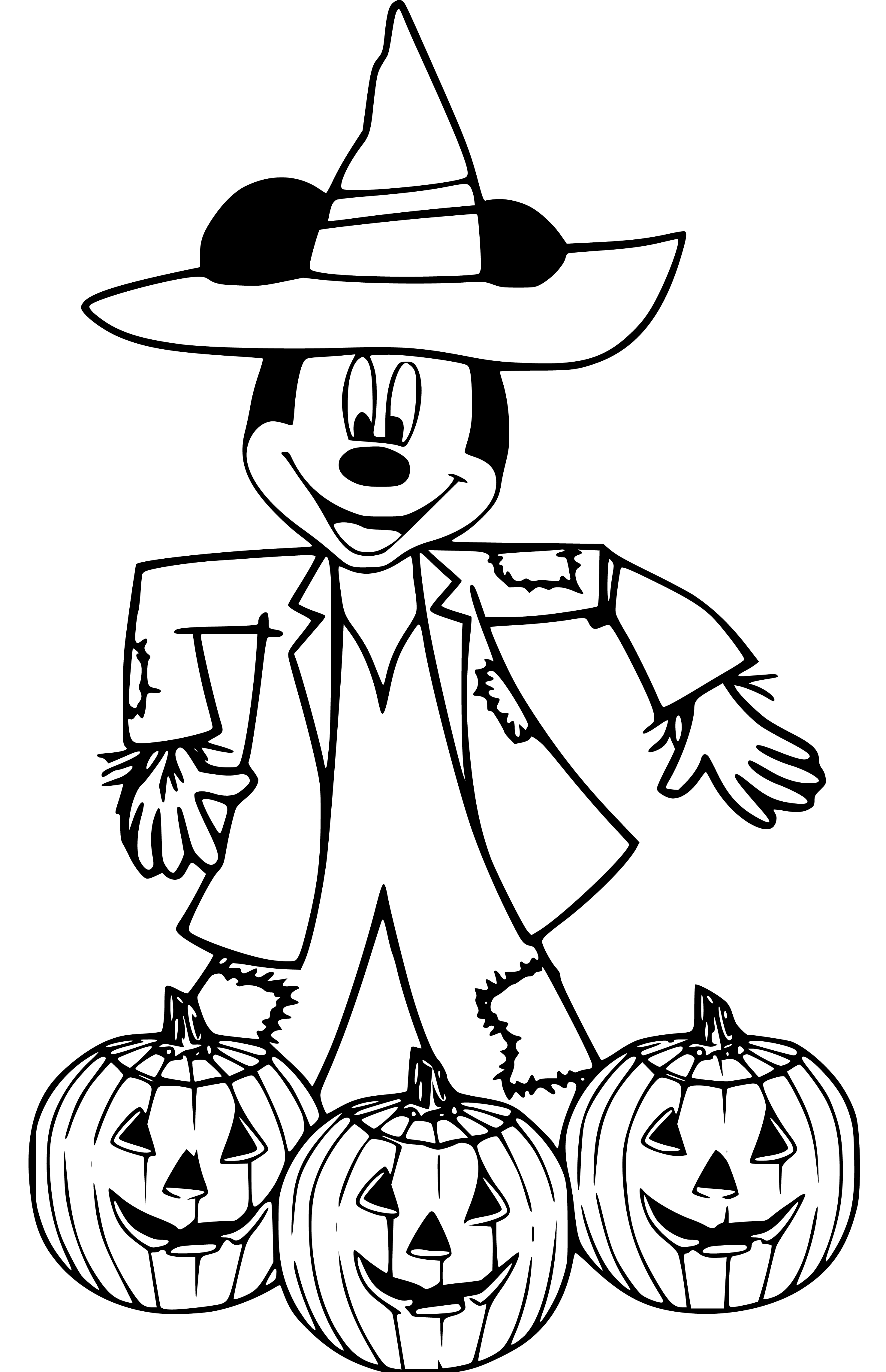 Mickey Mouse celebrating halloween Coloring Page for Children - SheetalColor.com