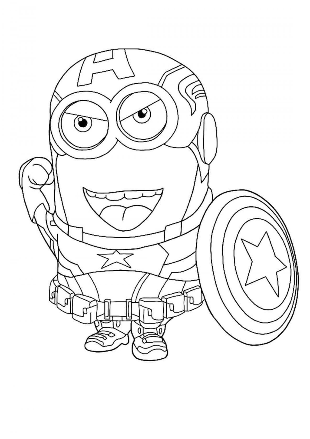 Minion Captain America coloring pages Free Printable - SheetalColor.com