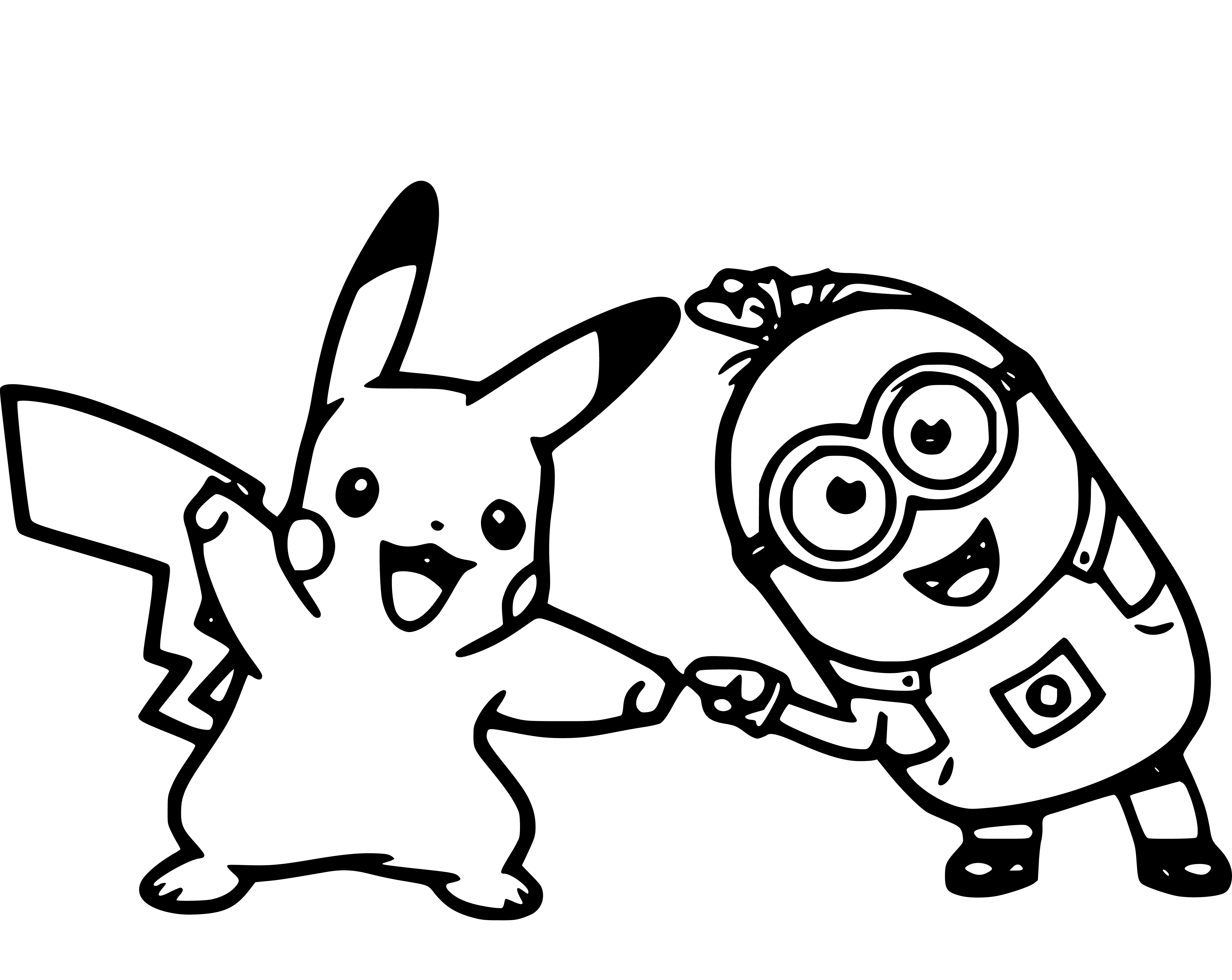 Minion and Pikachu Coloring Page - SheetalColor.com