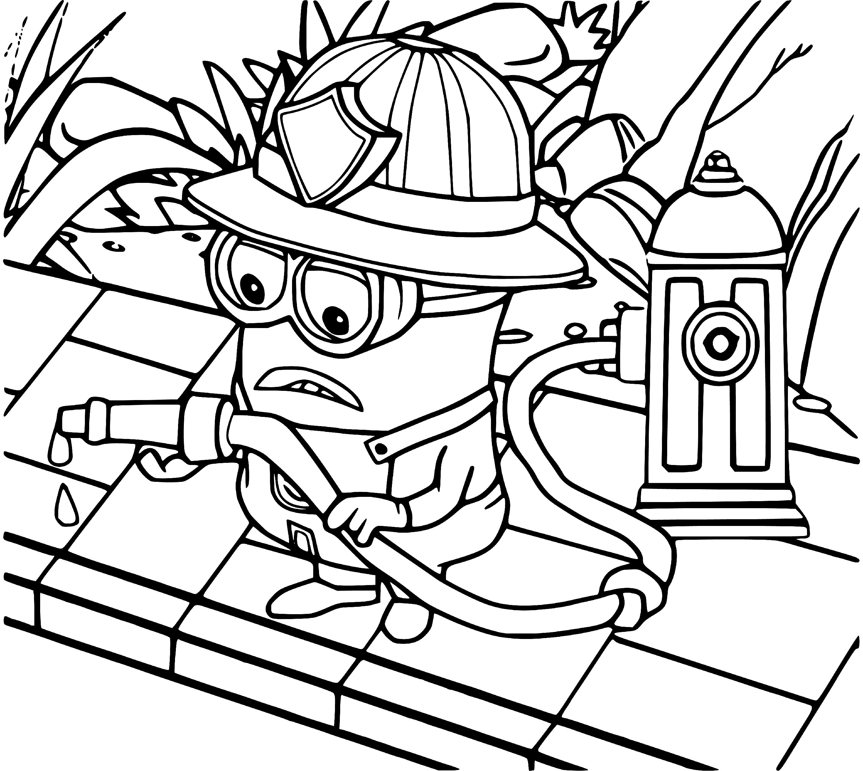 Minion as Firefighter Coloring Pages - SheetalColor.com
