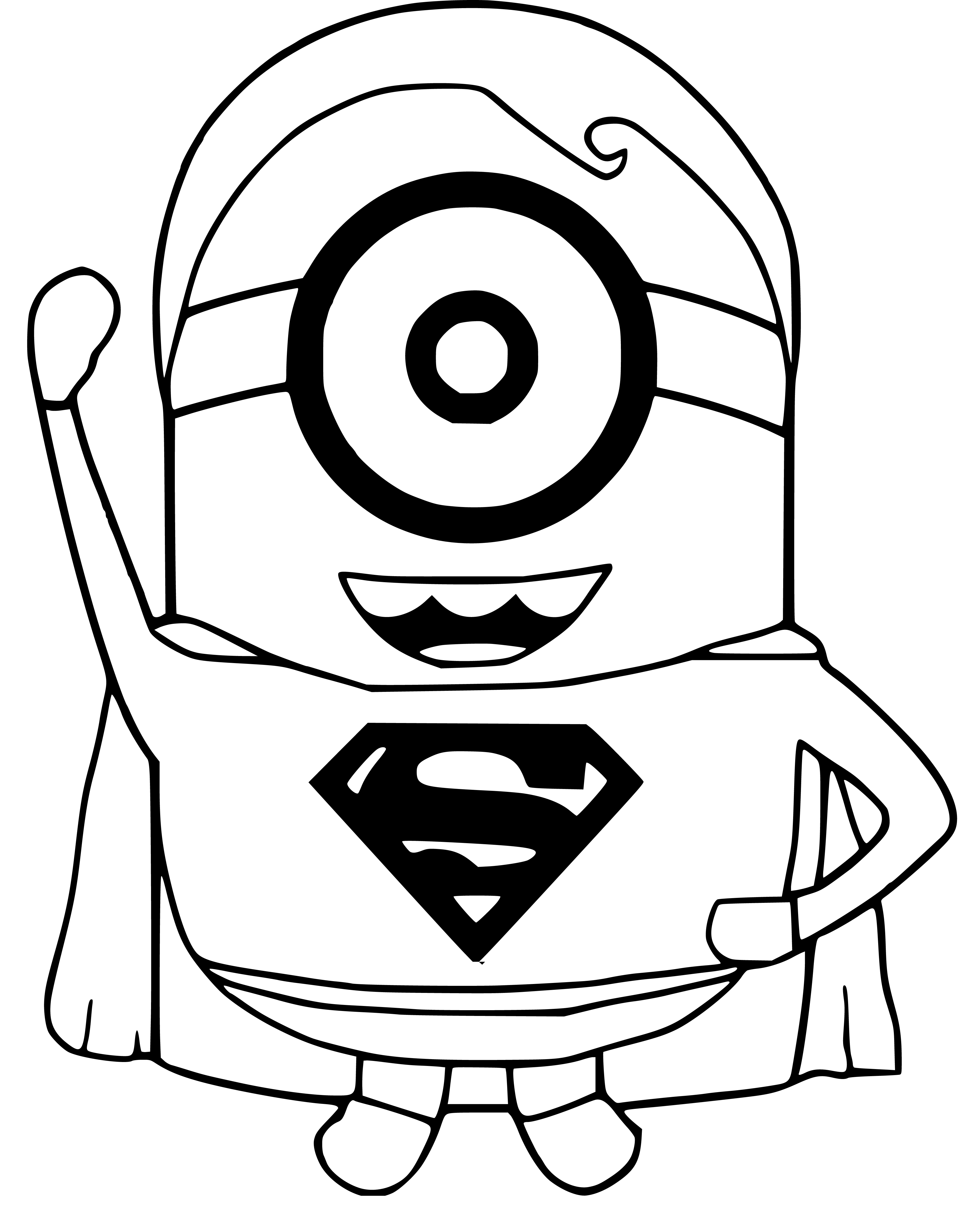 Minion as Superman Coloring Page for Kids Printable - SheetalColor.com