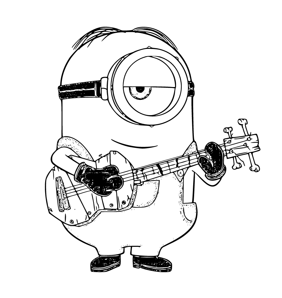 Minion Music Coloring Page - SheetalColor.com