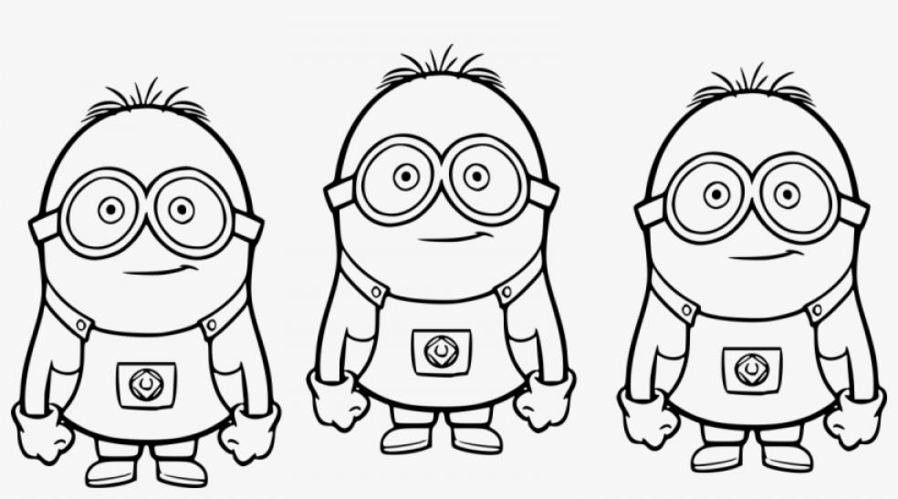 Three Minion Coloring Page - SheetalColor.com