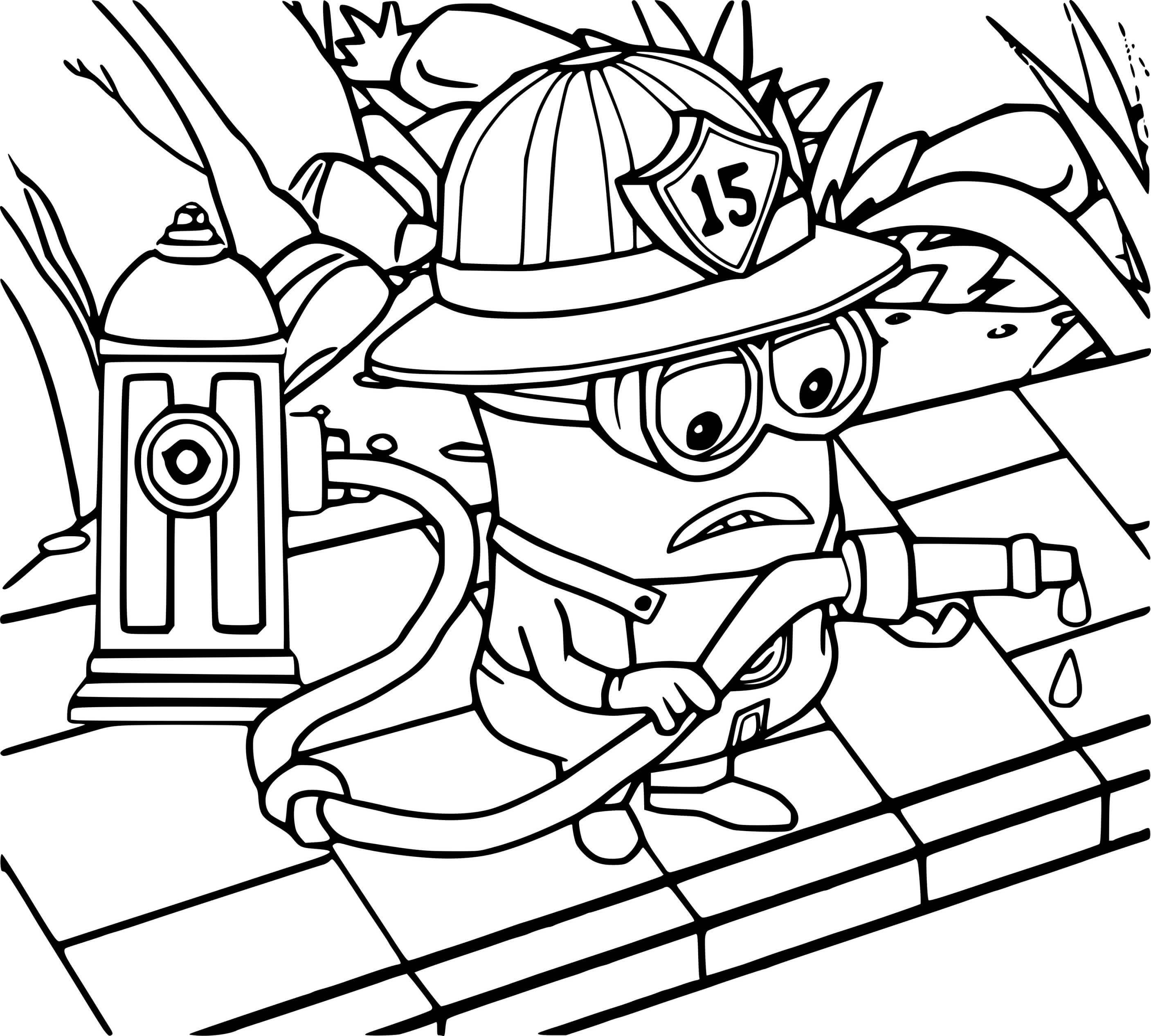 Firefighter Minion Coloring Pages - SheetalColor.com