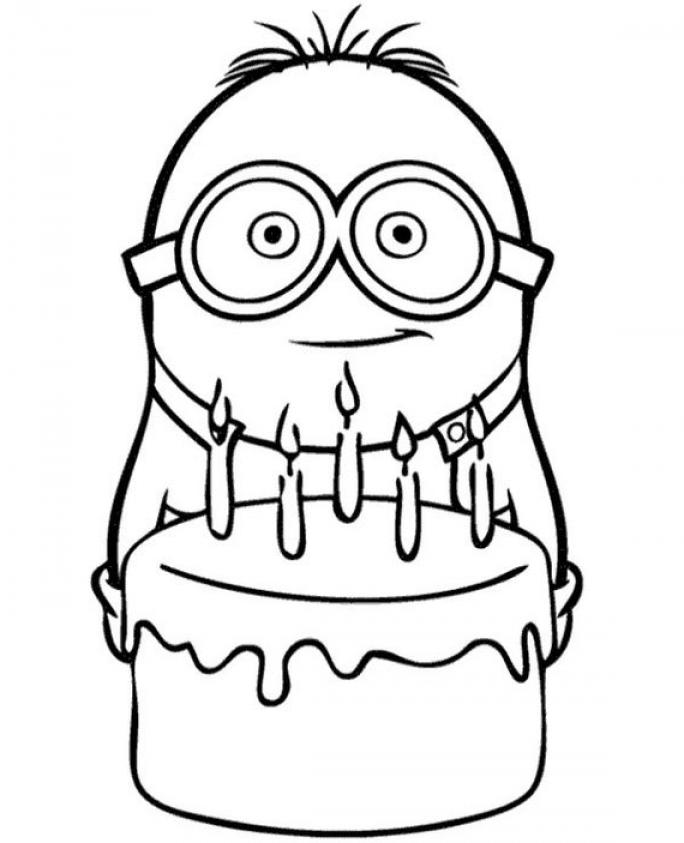 Minion Happy Birthday Coloring Pages for Kids - SheetalColor.com