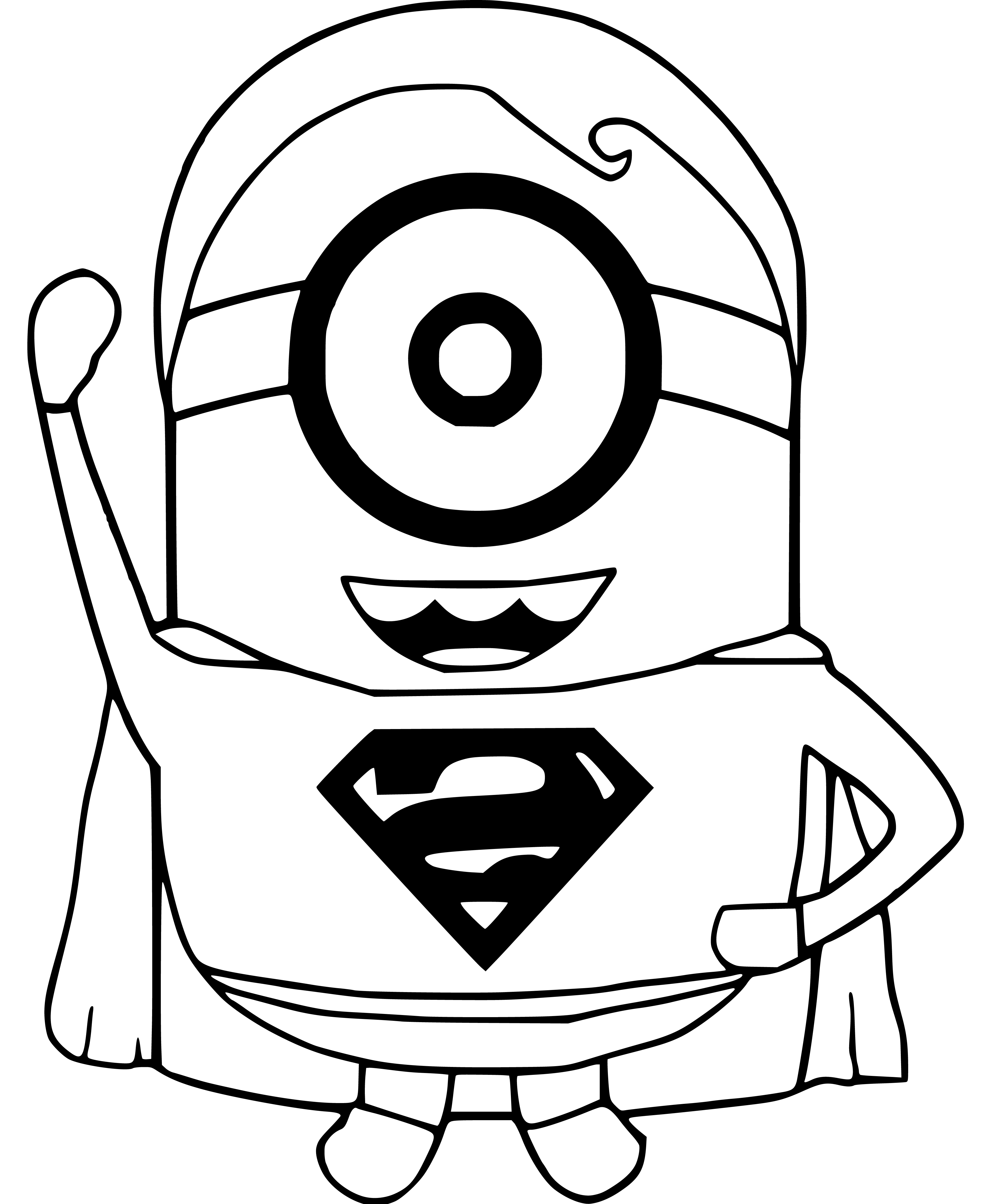 Minion as Superman Coloring Pages for Kids - SheetalColor.com