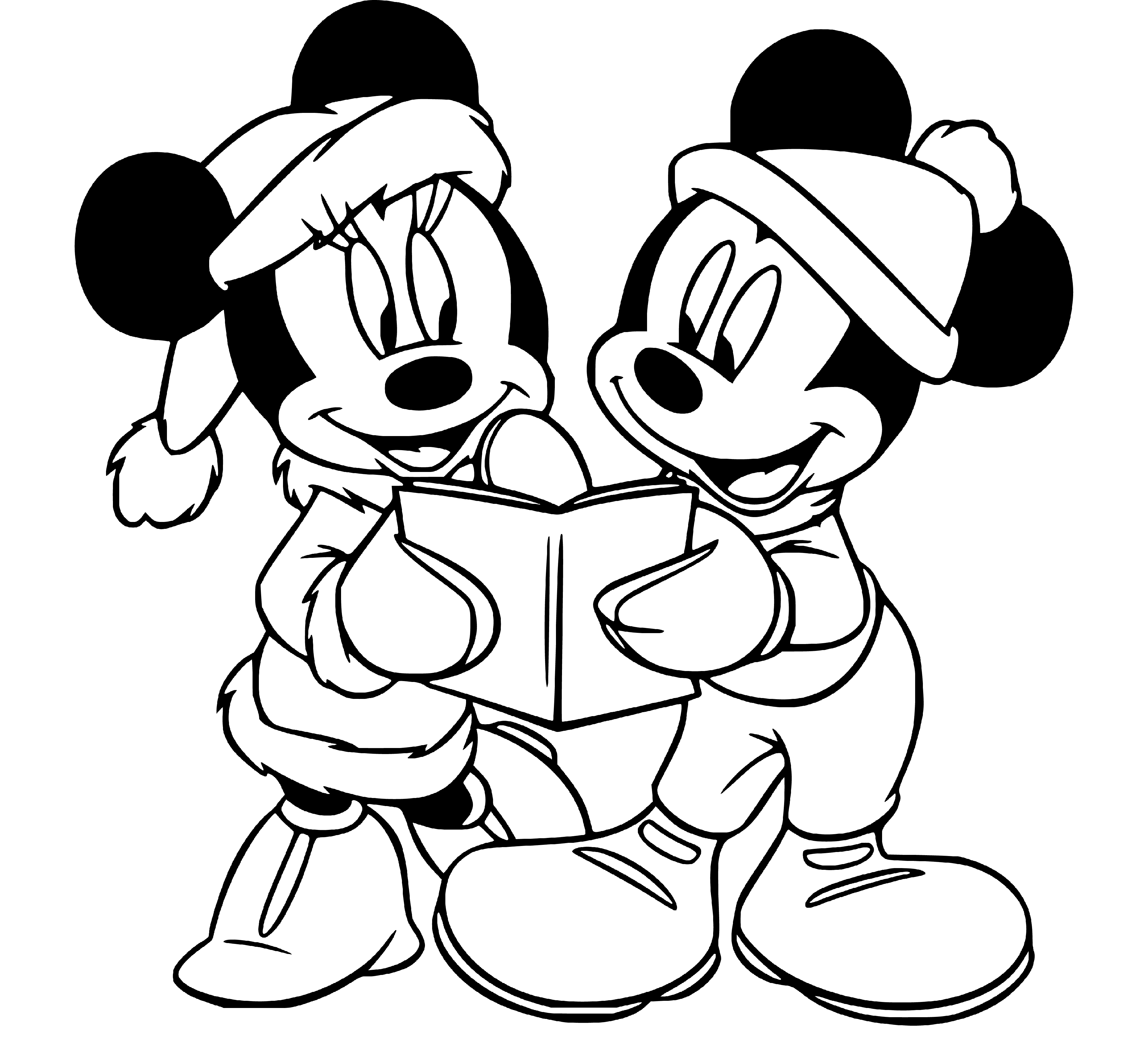 Minnie Mouse and Mickey reading bible Coloring sheet - SheetalColor.com