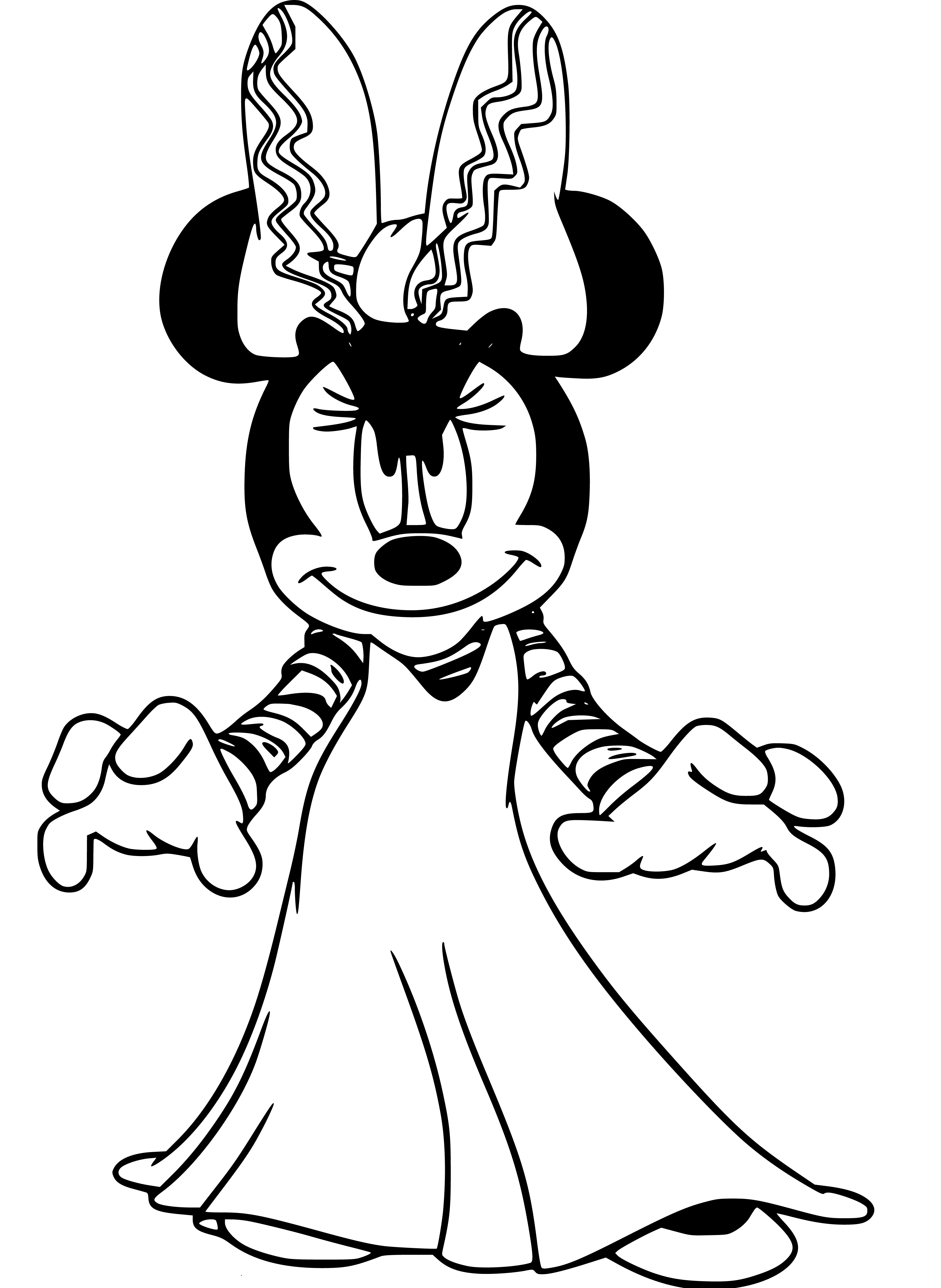 Scary Minnie Mouse Halloween Coloring Page - SheetalColor.com