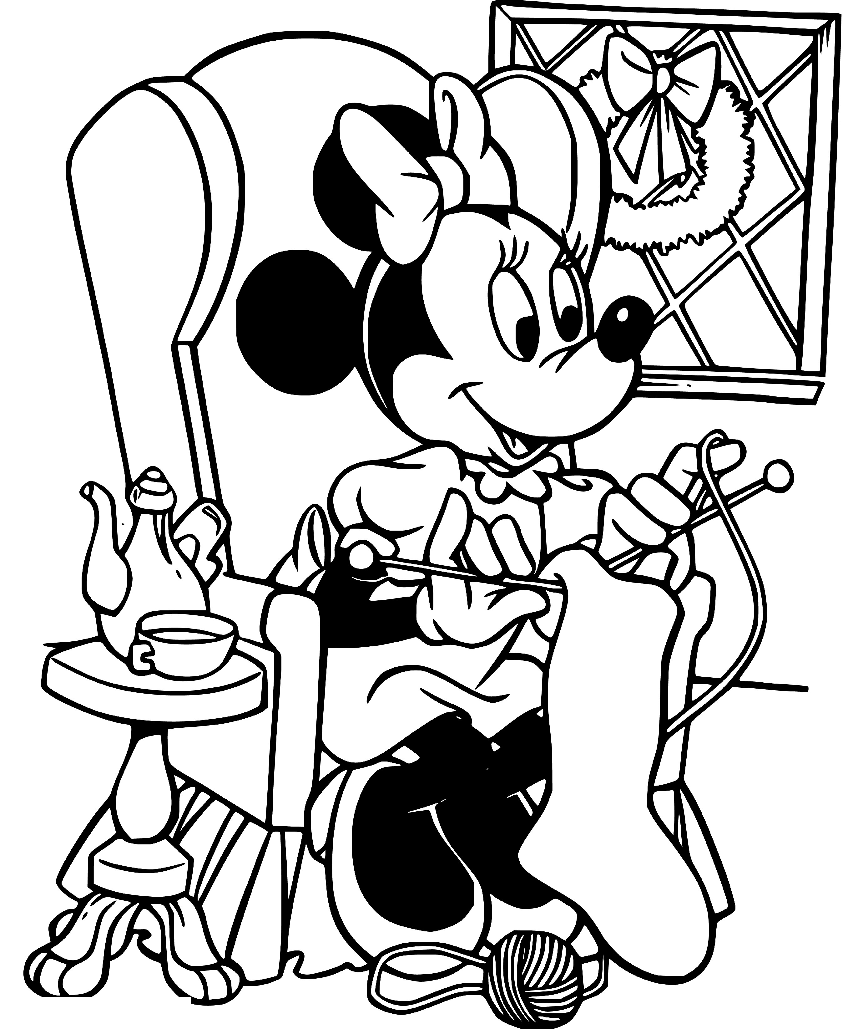 Minnie Mouse as Housewife Coloring Sheet for Kids - SheetalColor.com