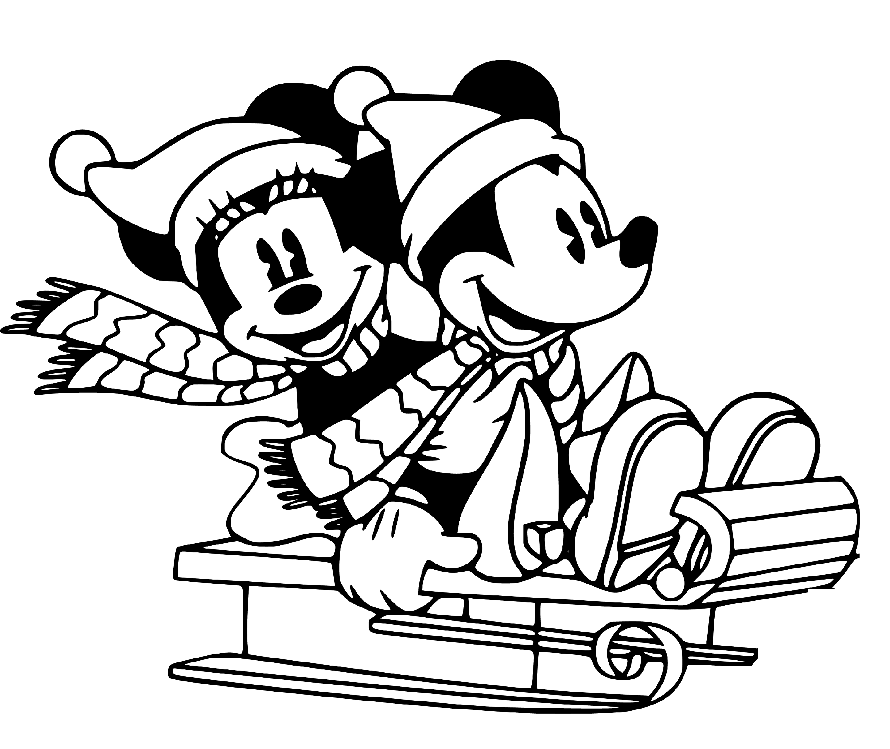 Minnie Mouse and Mickey having fun black white outline to color - SheetalColor.com