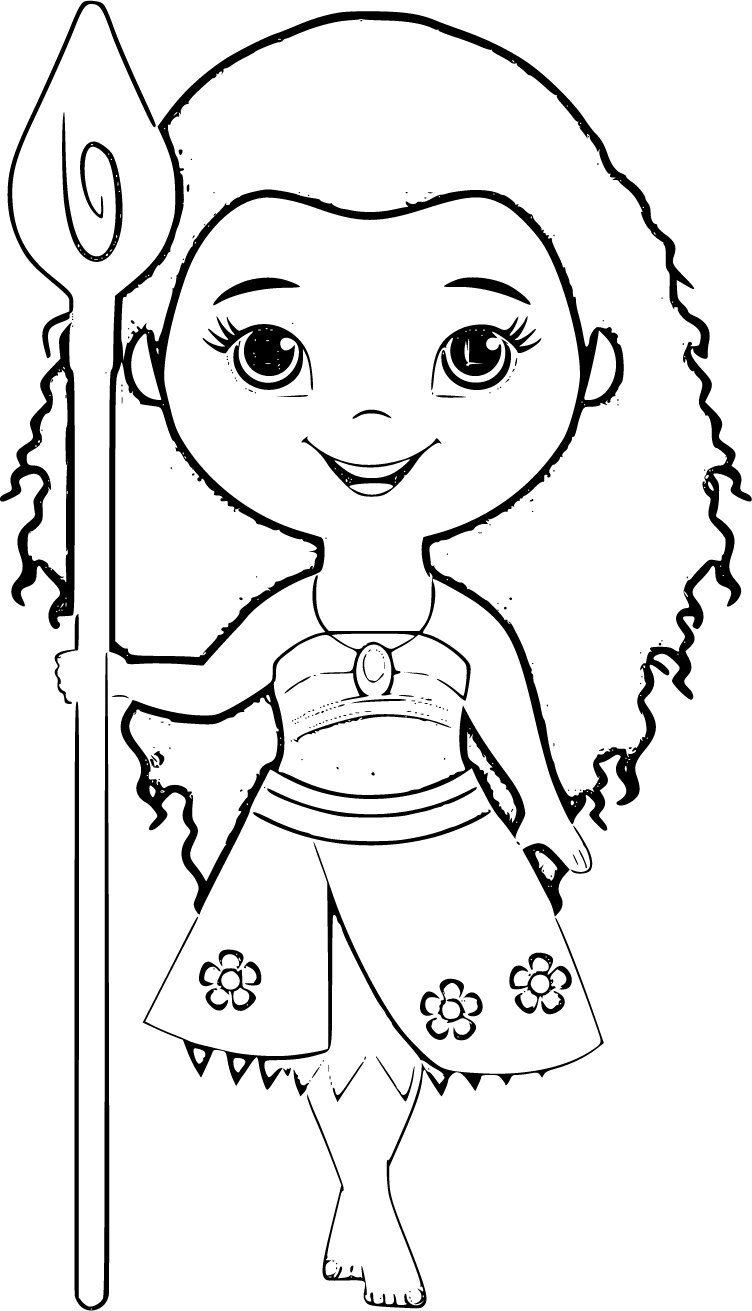 Moana as Baby Girl Coloring Page - SheetalColor.com
