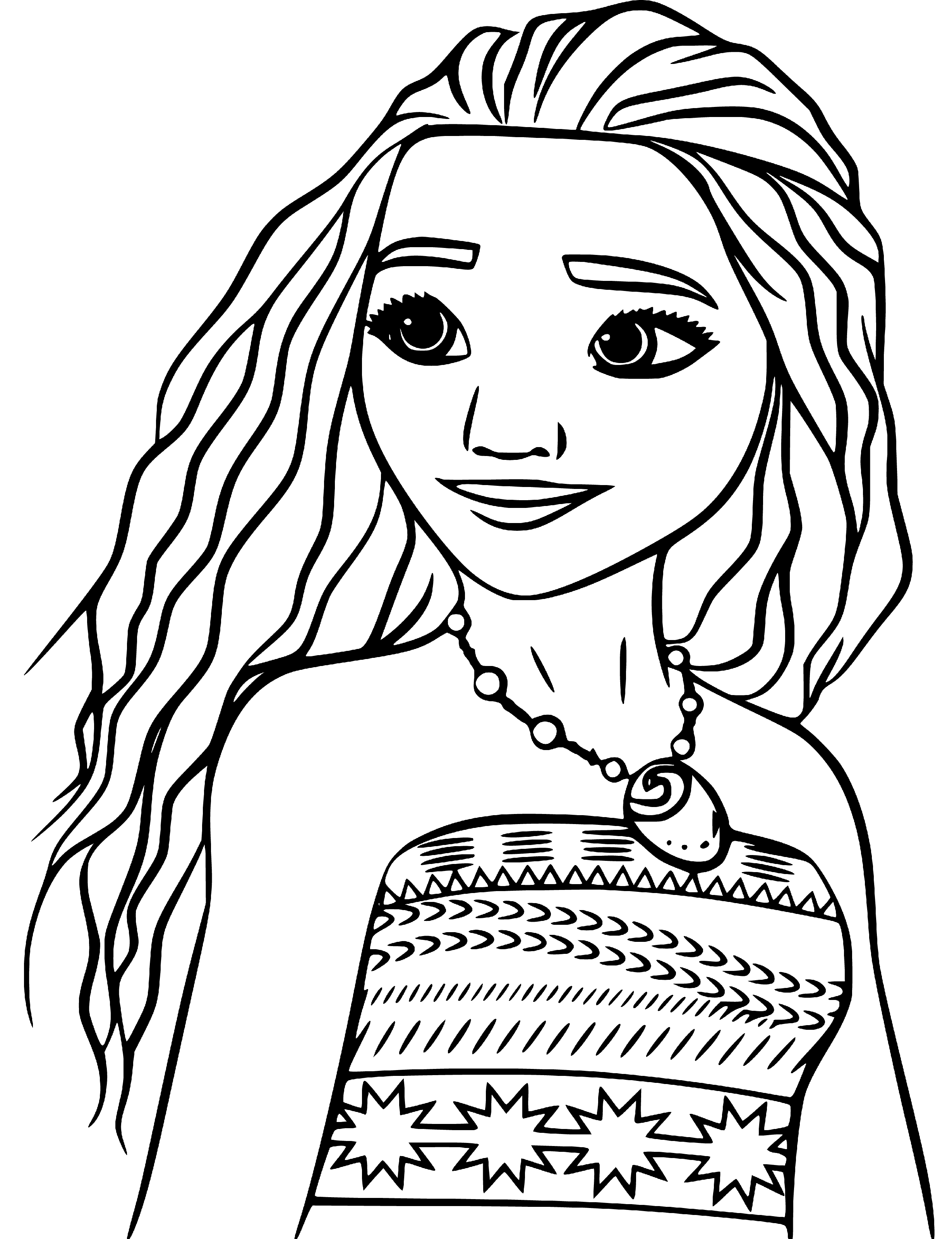 Pretty Moana Coloring Page - SheetalColor.com