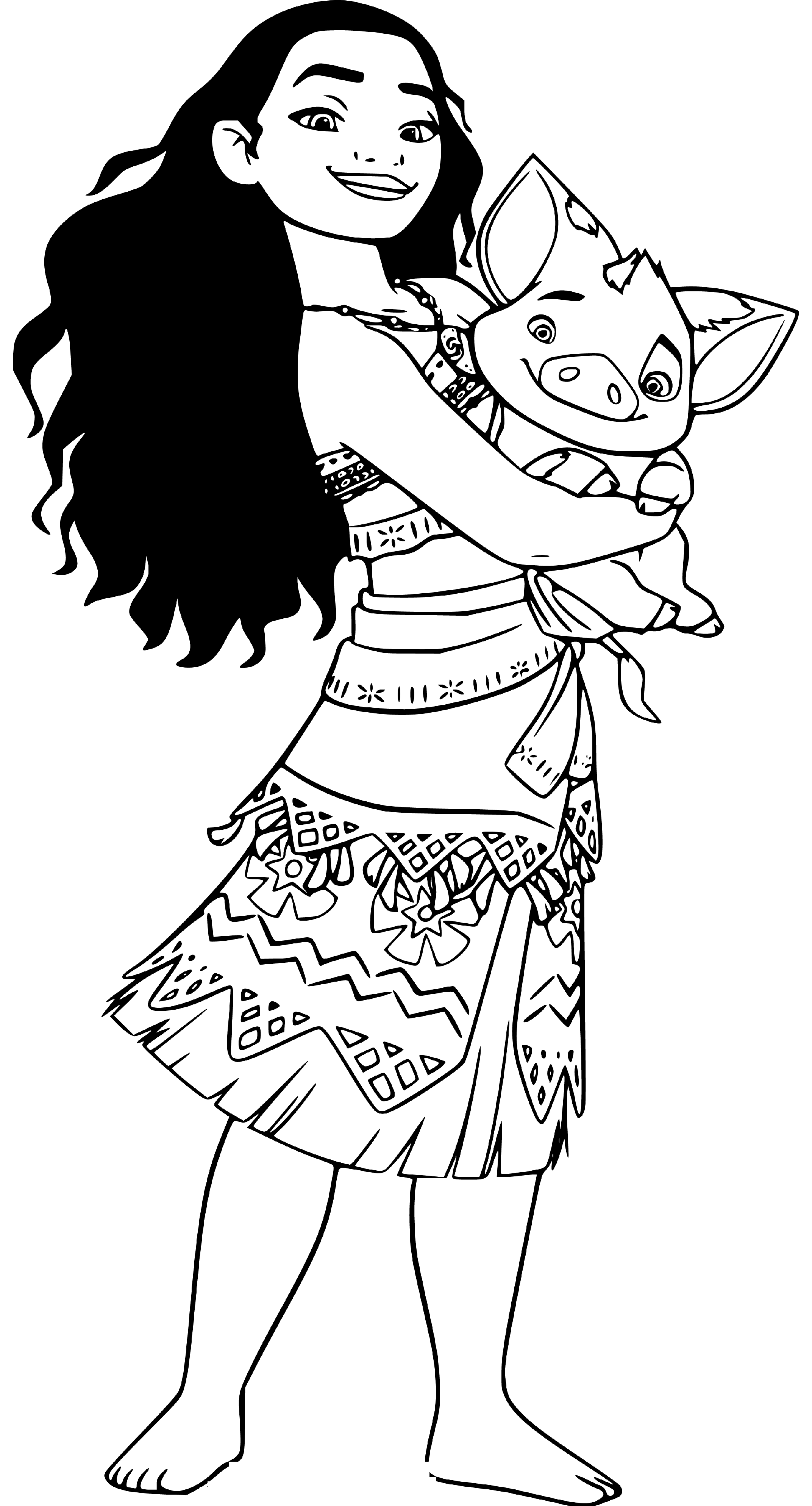 Moana and Pua Coloring Page for Children - SheetalColor.com