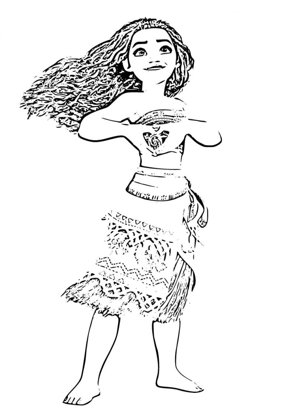 Moana making heart shape with her hands Coloring Page - SheetalColor.com