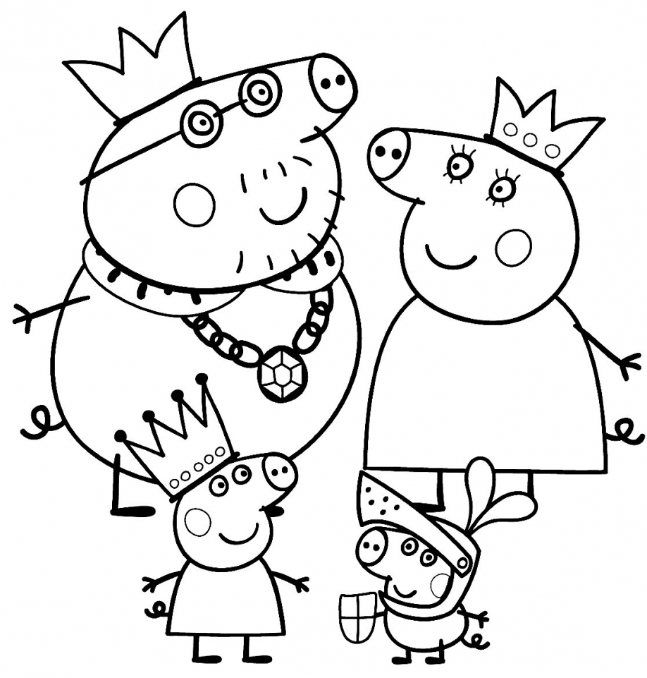 Peppa Pig family Coloring Pages for kids to print - SheetalColor.com