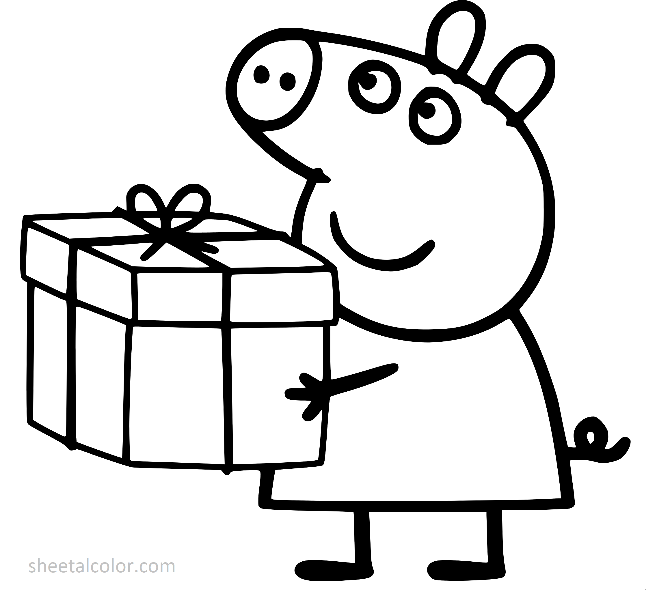 Peppa's Gift Coloring Page for Kids - SheetalColor.com