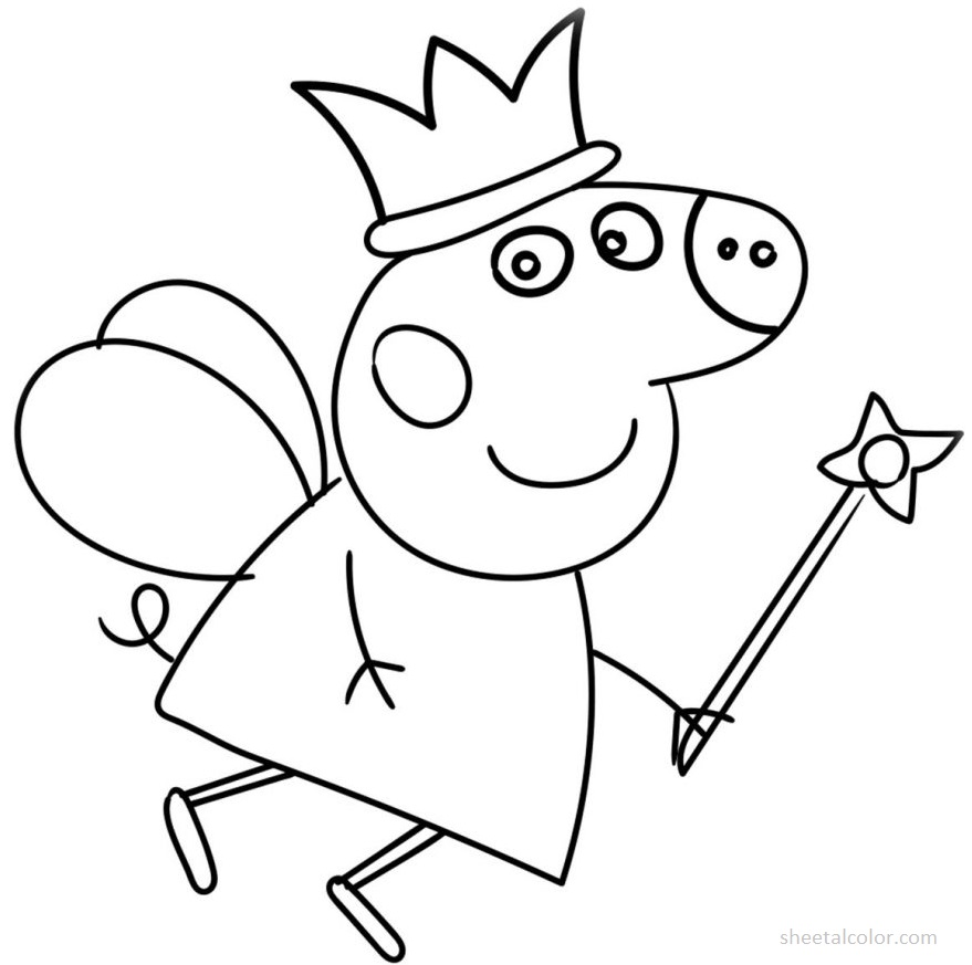 Peppa Pig's Magic Stick Coloring Sheet for Kids to Print - SheetalColor.com
