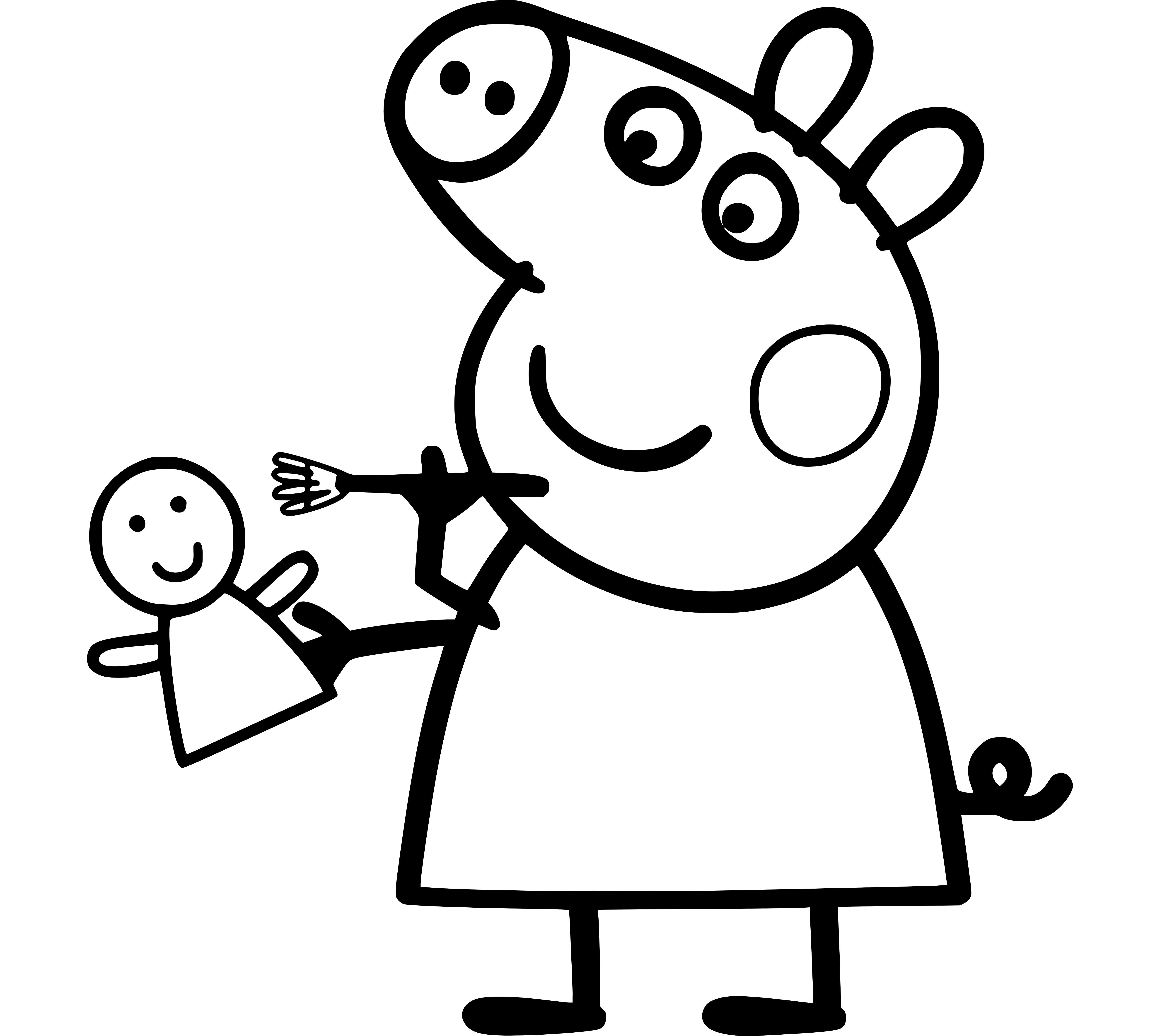 Peppa Pig holding a doll - SheetalColor.com