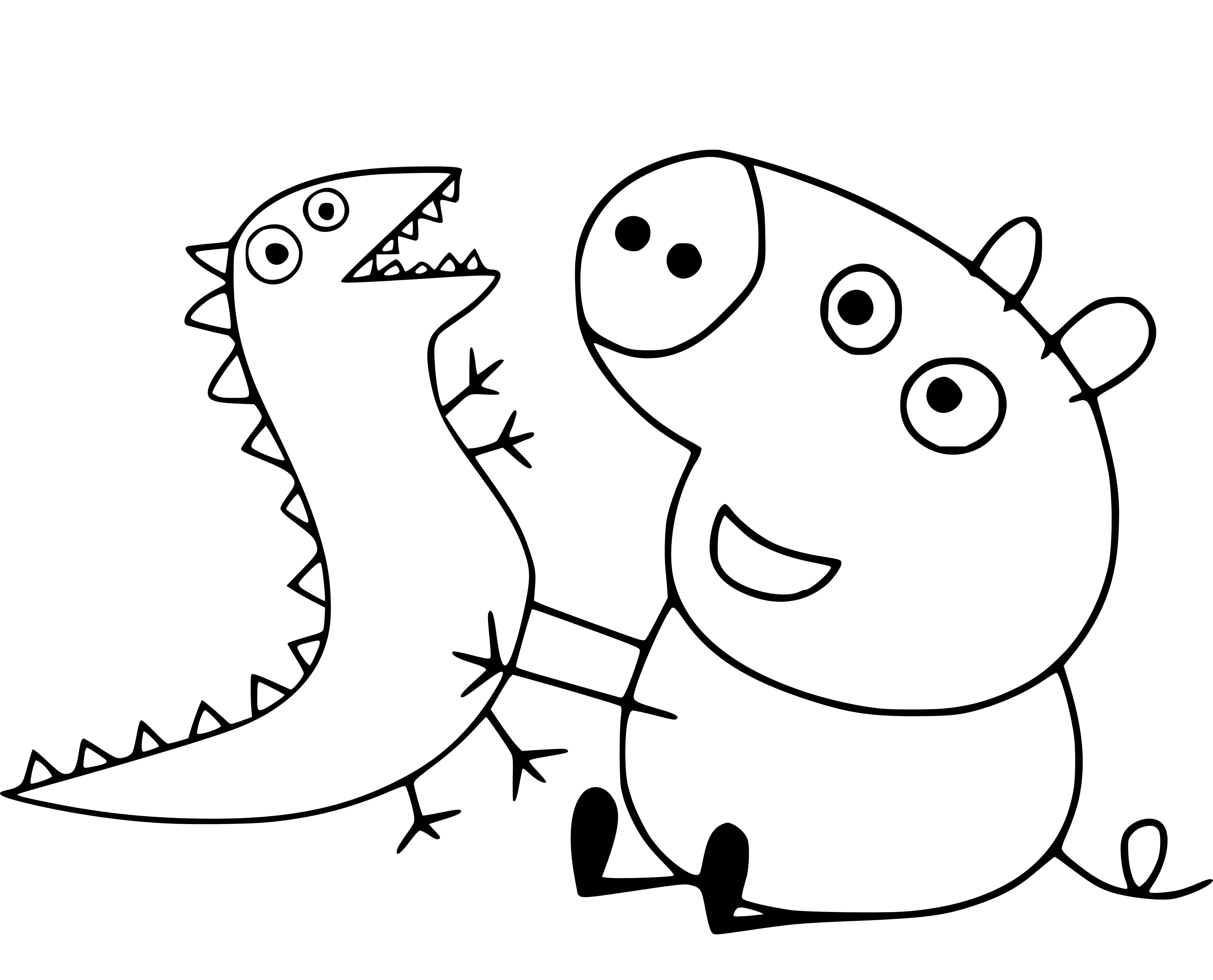 George Pig and Mr Dinosaur - SheetalColor.com