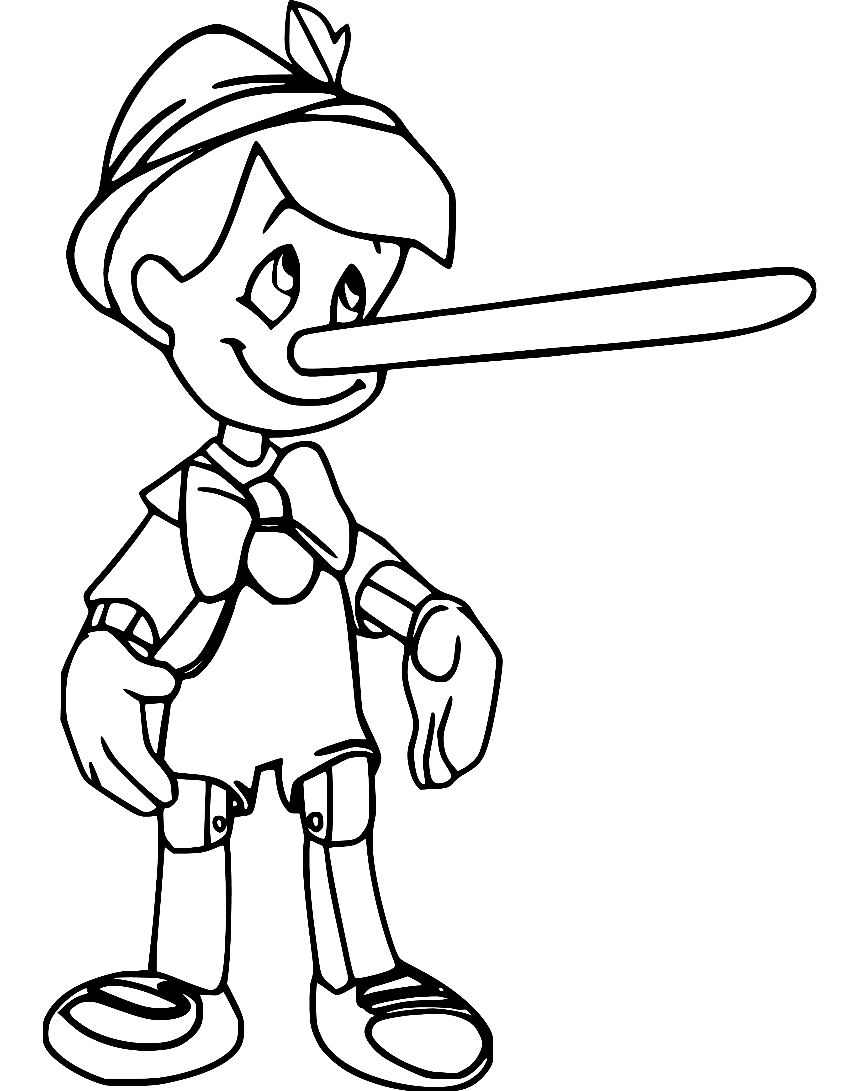 Pinocchio Long Nose Coloring Page - SheetalColor.com