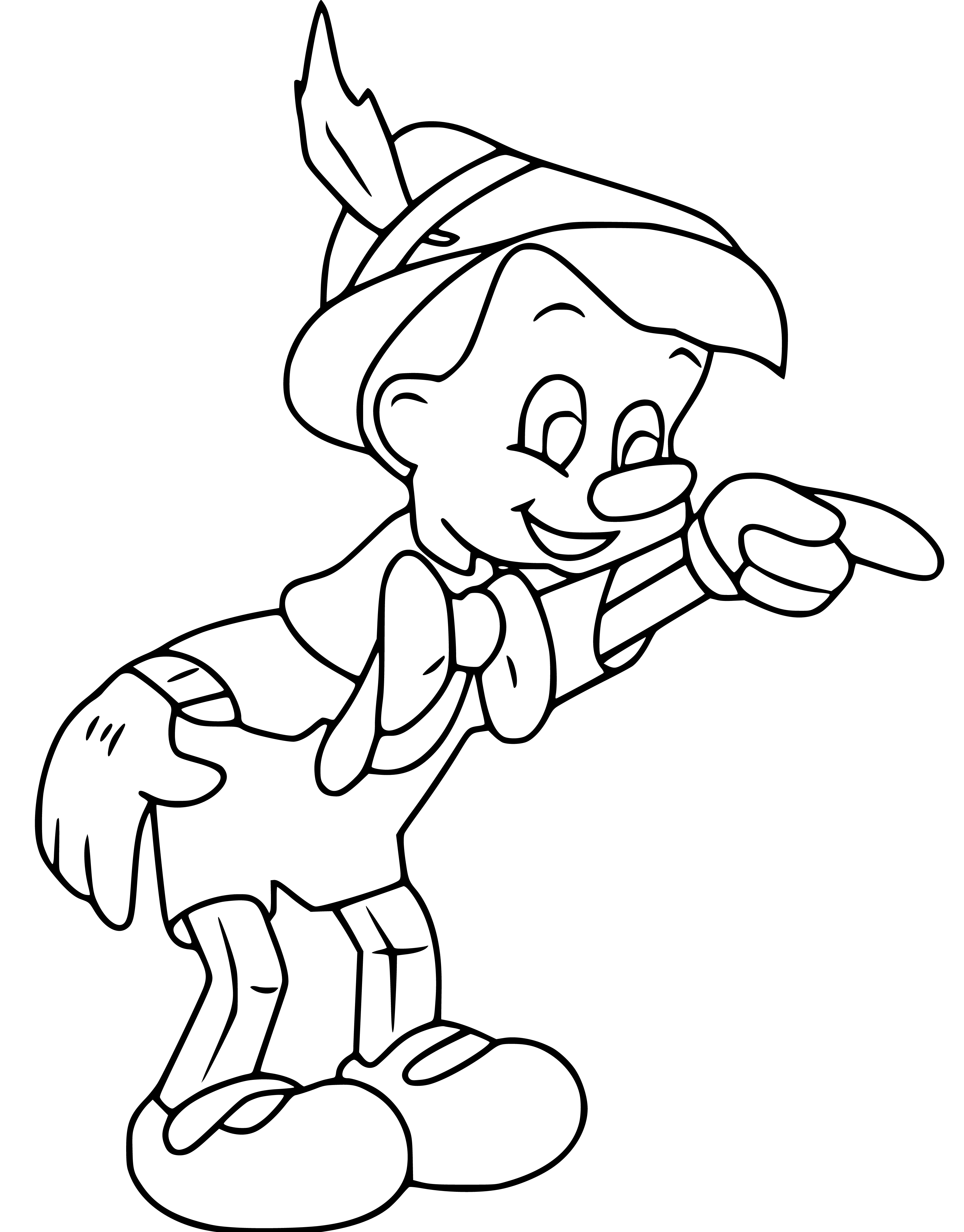 Simple Pinocchio Coloring Page Easy for Kids - SheetalColor.com
