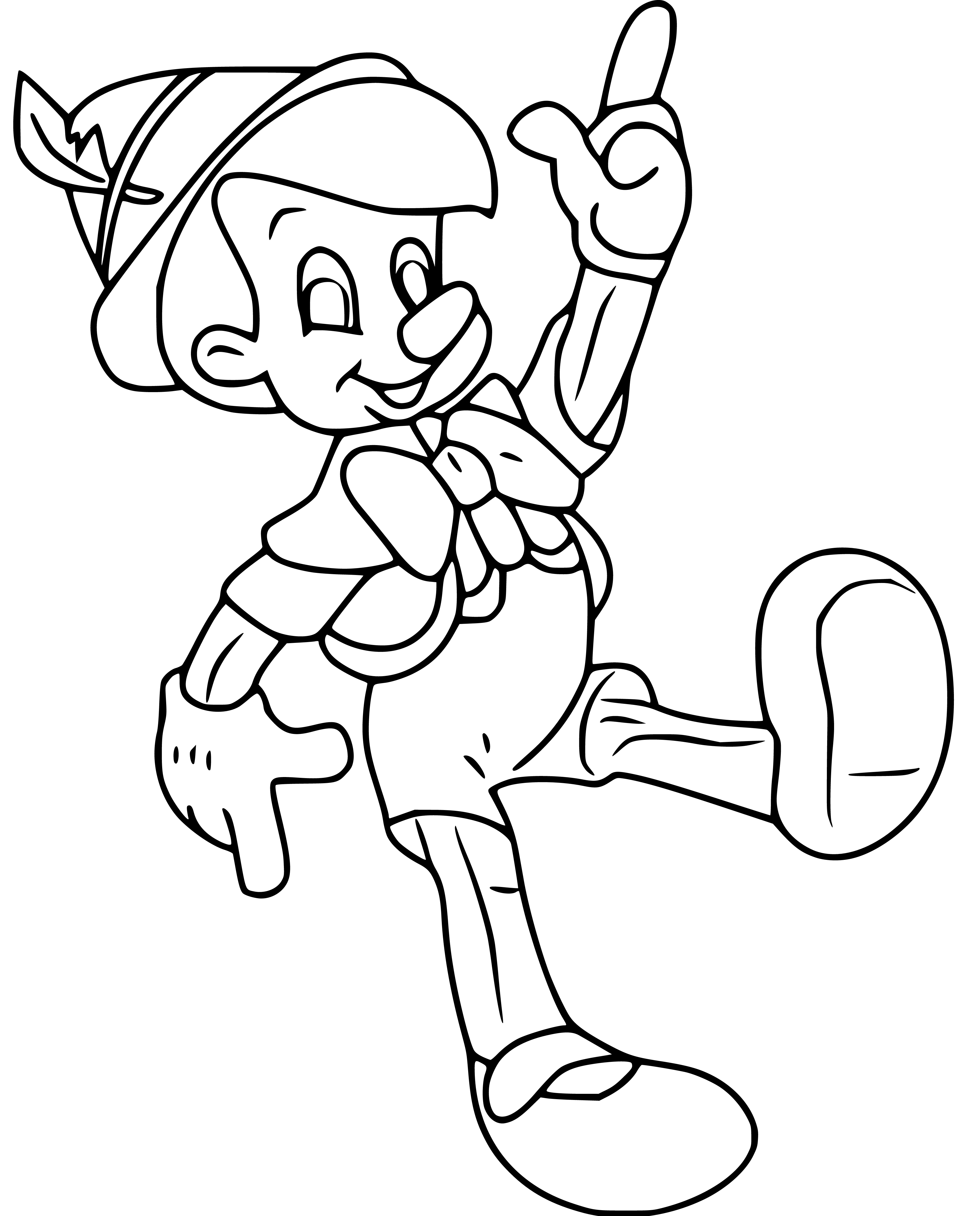 Pinocchio Easy Coloring Page for Kids - SheetalColor.com