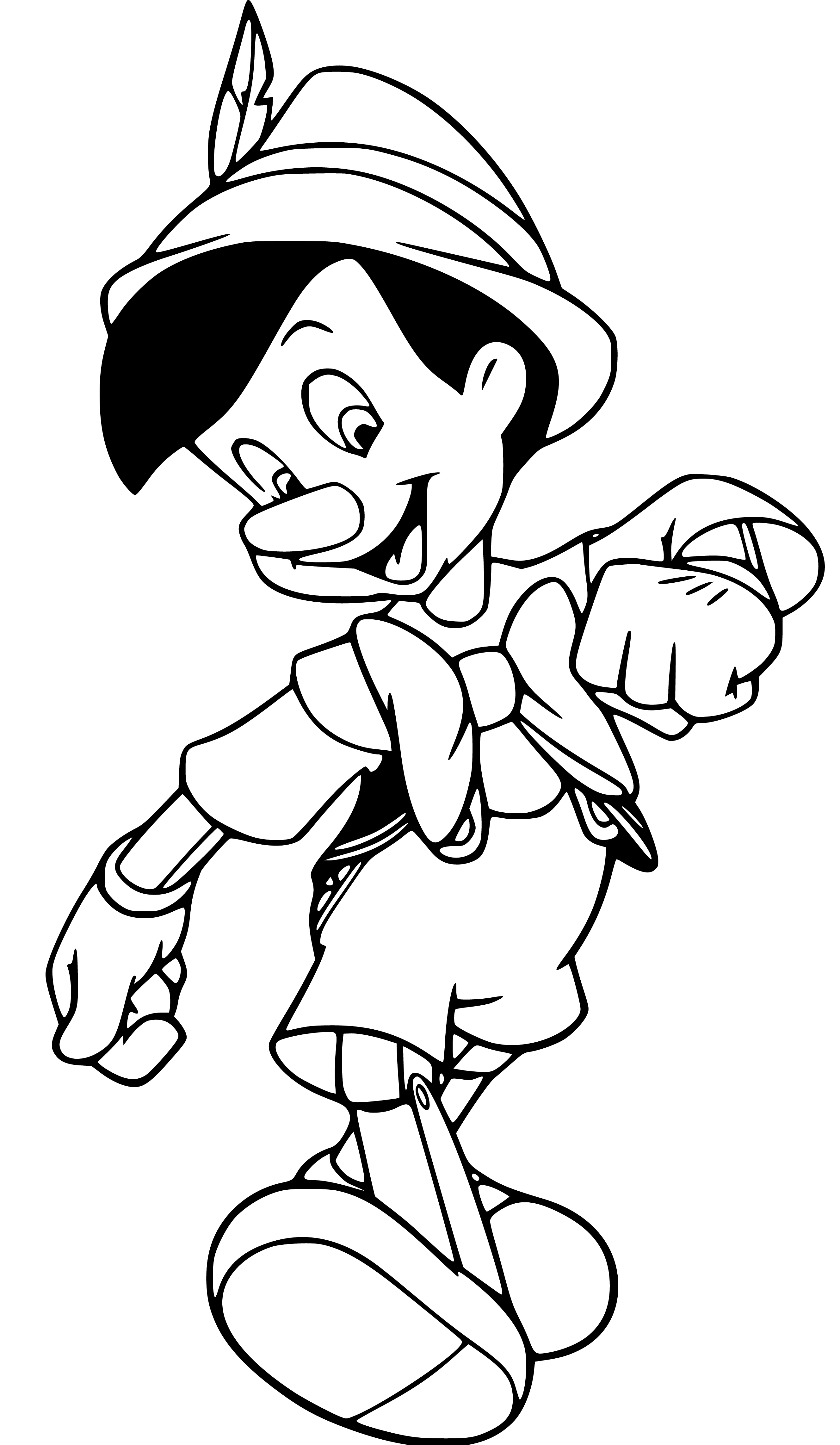 Pinocchio Happy Coloring Page for Kids - SheetalColor.com